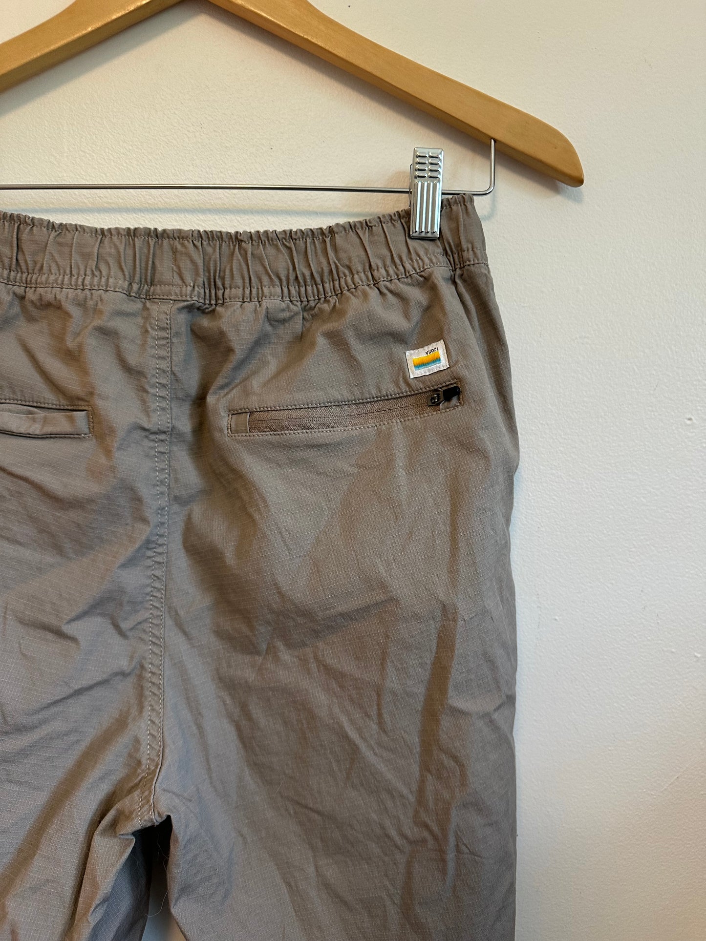 Vuori Ripstop Organic Cotton Light Brown Elastic Waist Joggers | Size Small