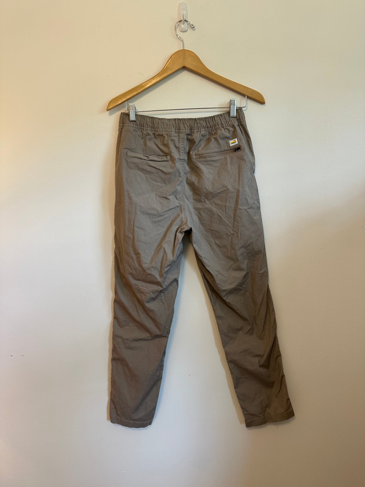 Vuori Ripstop Organic Cotton Light Brown Elastic Waist Joggers | Size Small