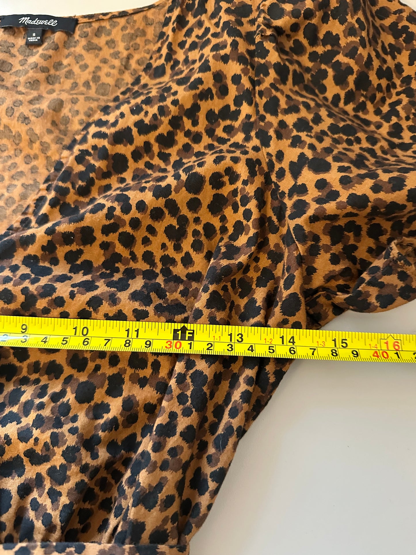 Madewell Flutter-Sleeve Wrap Mini Dress in Painted Leopard | Size Small