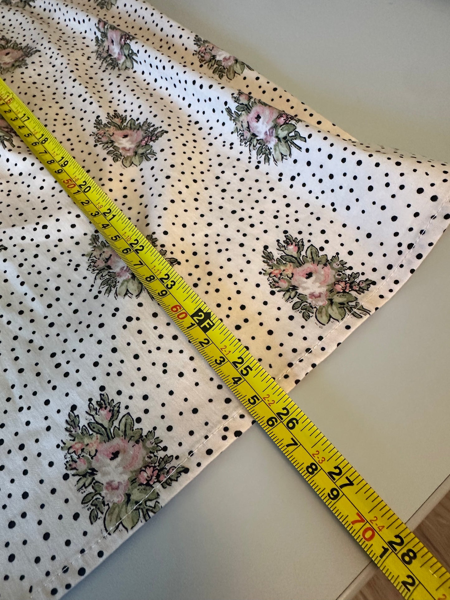 Notes du Nord Floral Polka Dot Ruffle Smocked Tie Neck Blouse