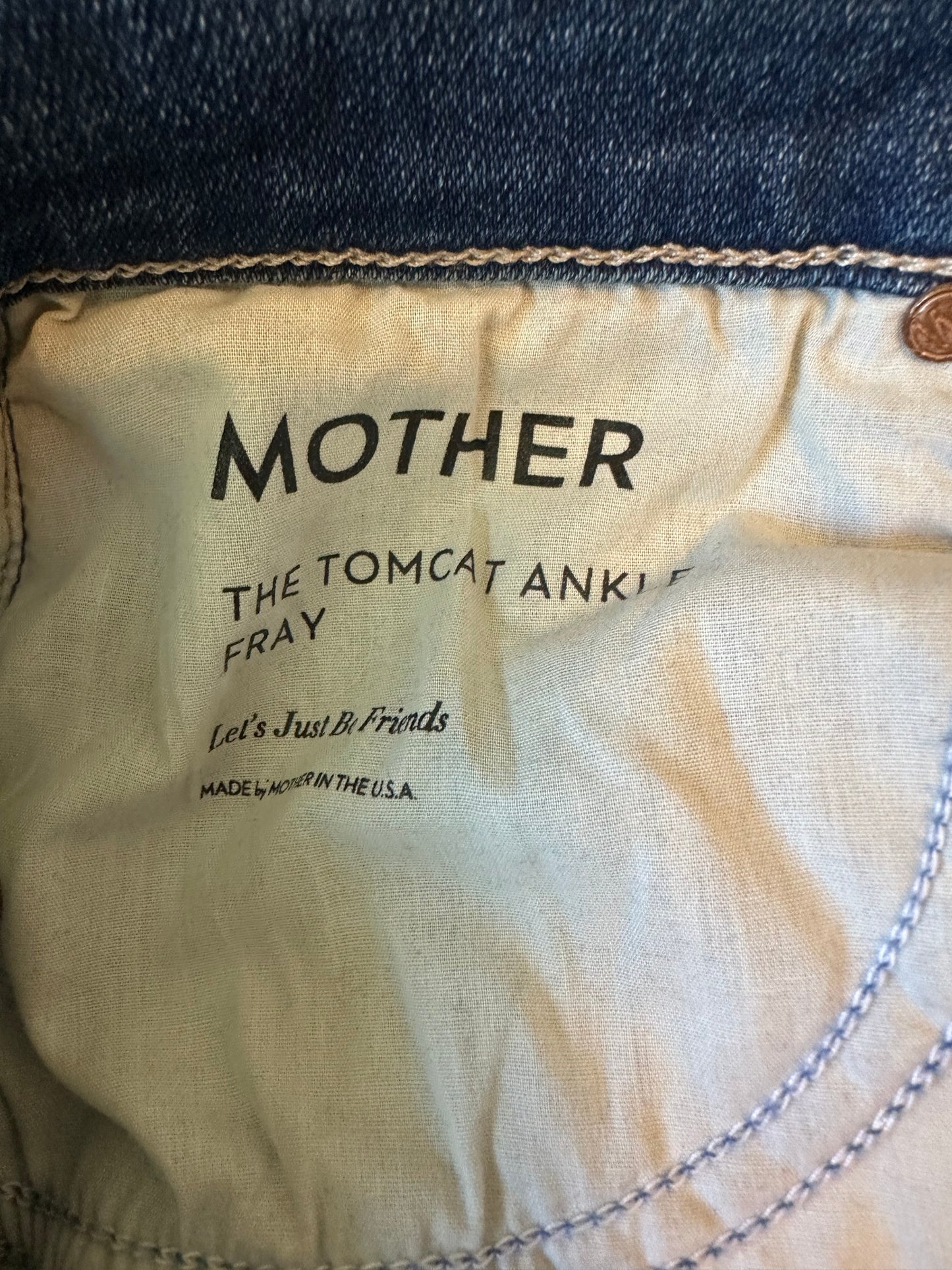 Mother The Tomcat Ankle Fray Jeans in Let's Just Be Friends | Size 29