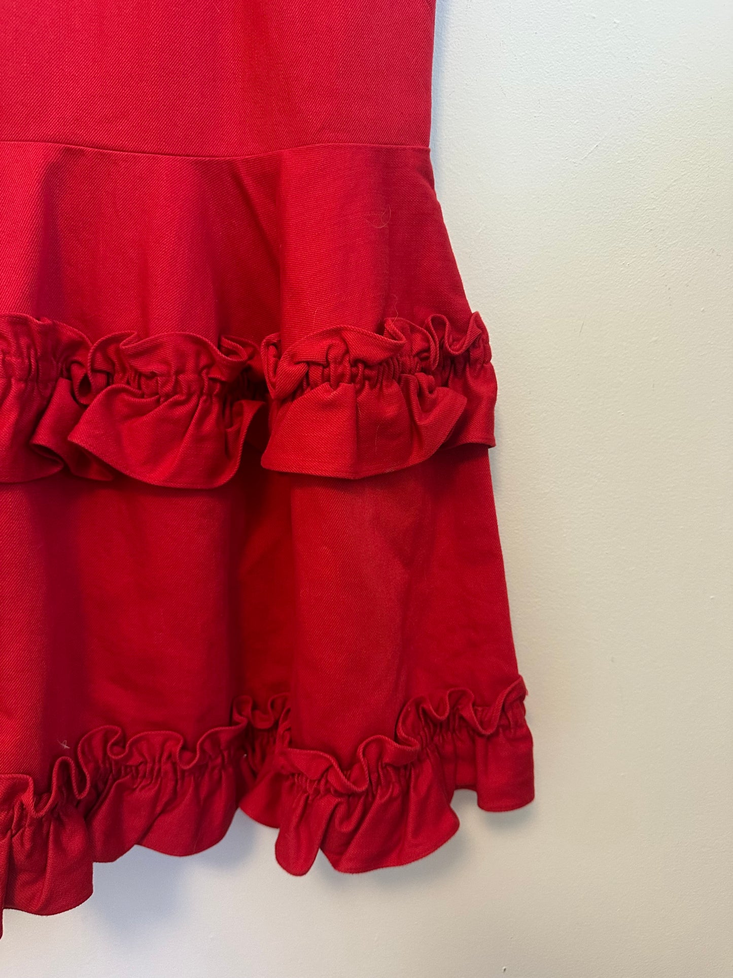 J Brand x Simone Rocha Red Structured Ruffle Tiered Mini Dress | Size Medium