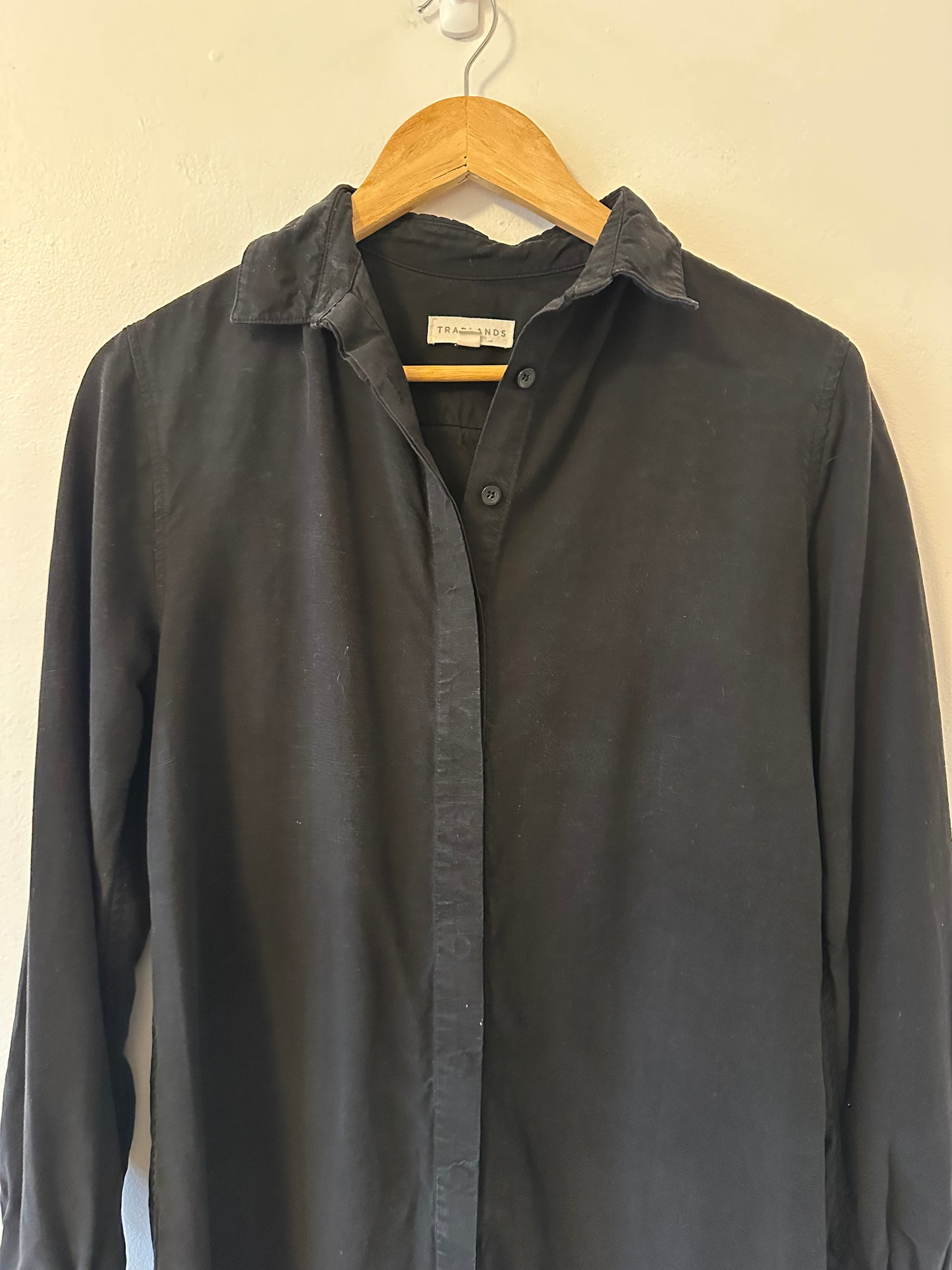 Tradlands Long Sleeve Black Shirt Dress | Size Small