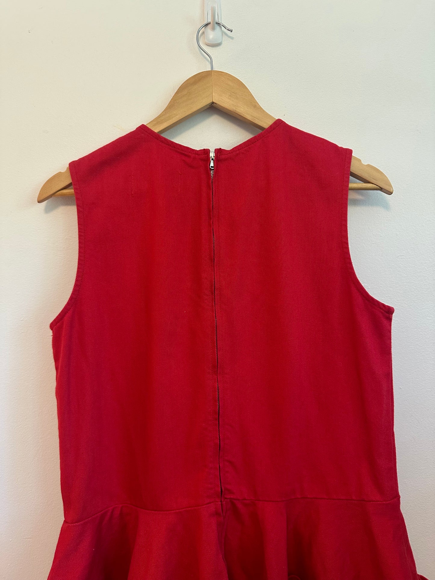 J Brand x Simone Rocha Red Structured Ruffle Tiered Mini Dress | Size Medium