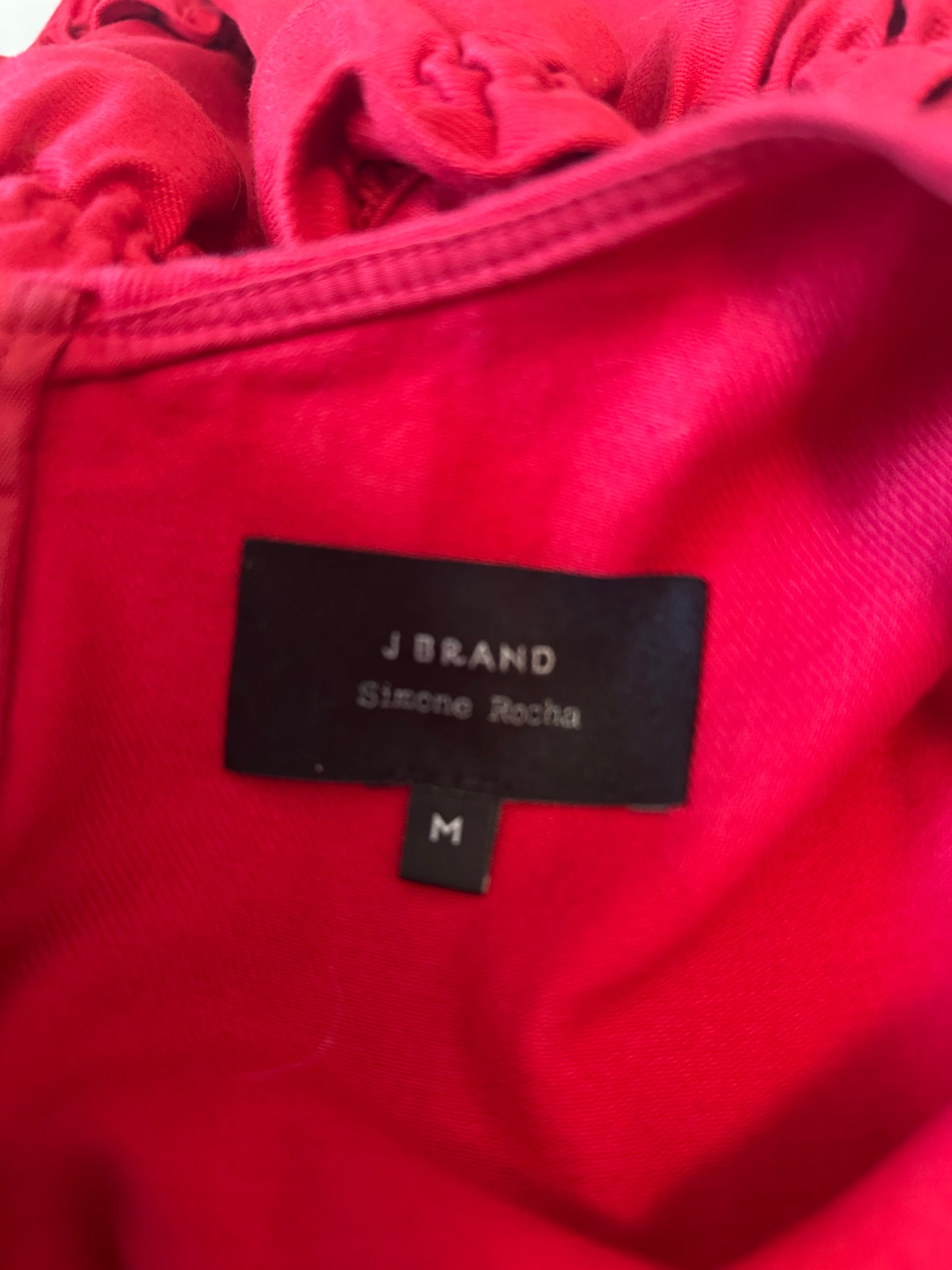 J Brand x Simone Rocha Red Structured Ruffle Tiered Mini Dress | Size Medium
