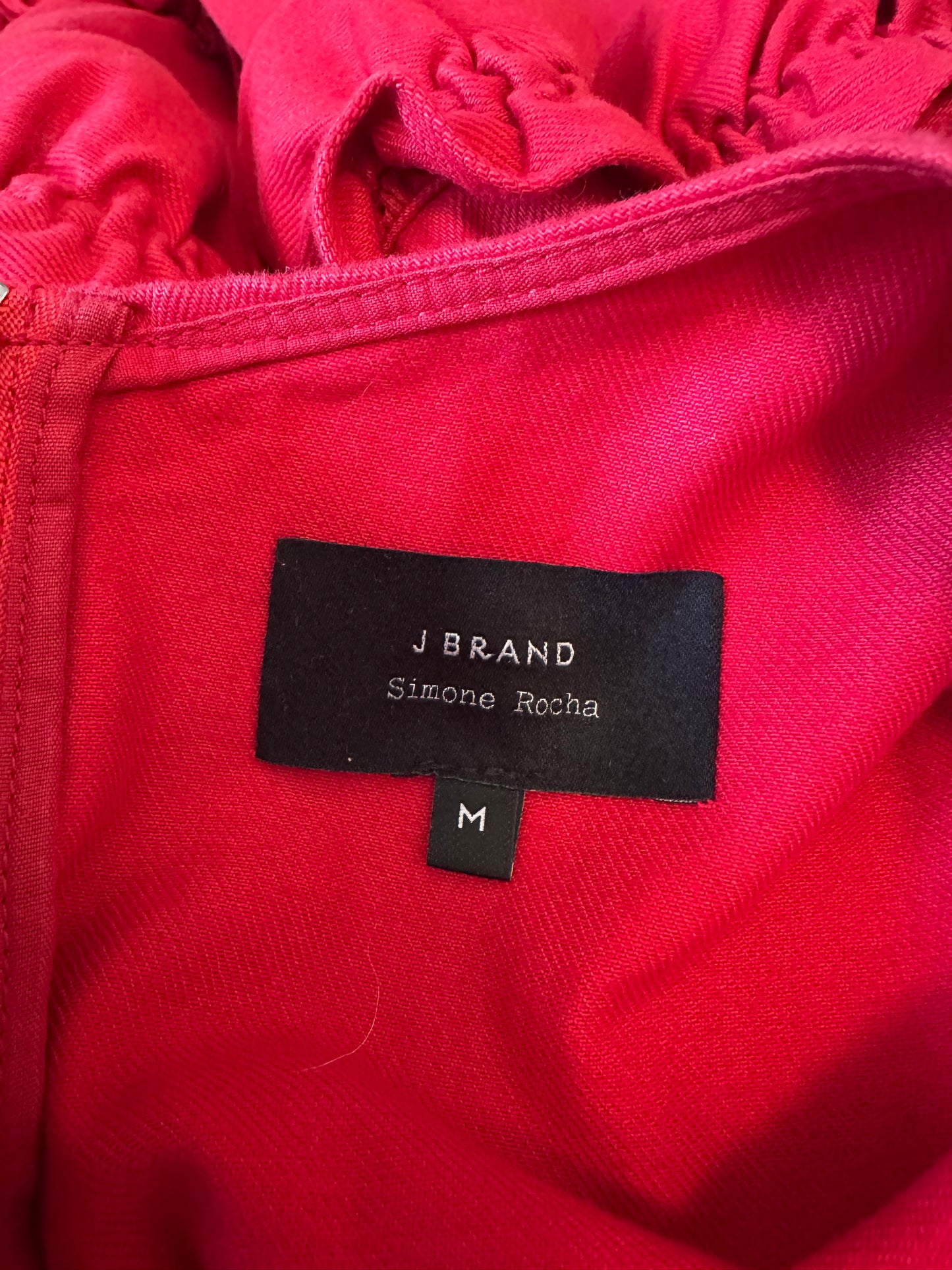 J Brand x Simone Rocha Red Structured Ruffle Tiered Mini Dress | Size Medium