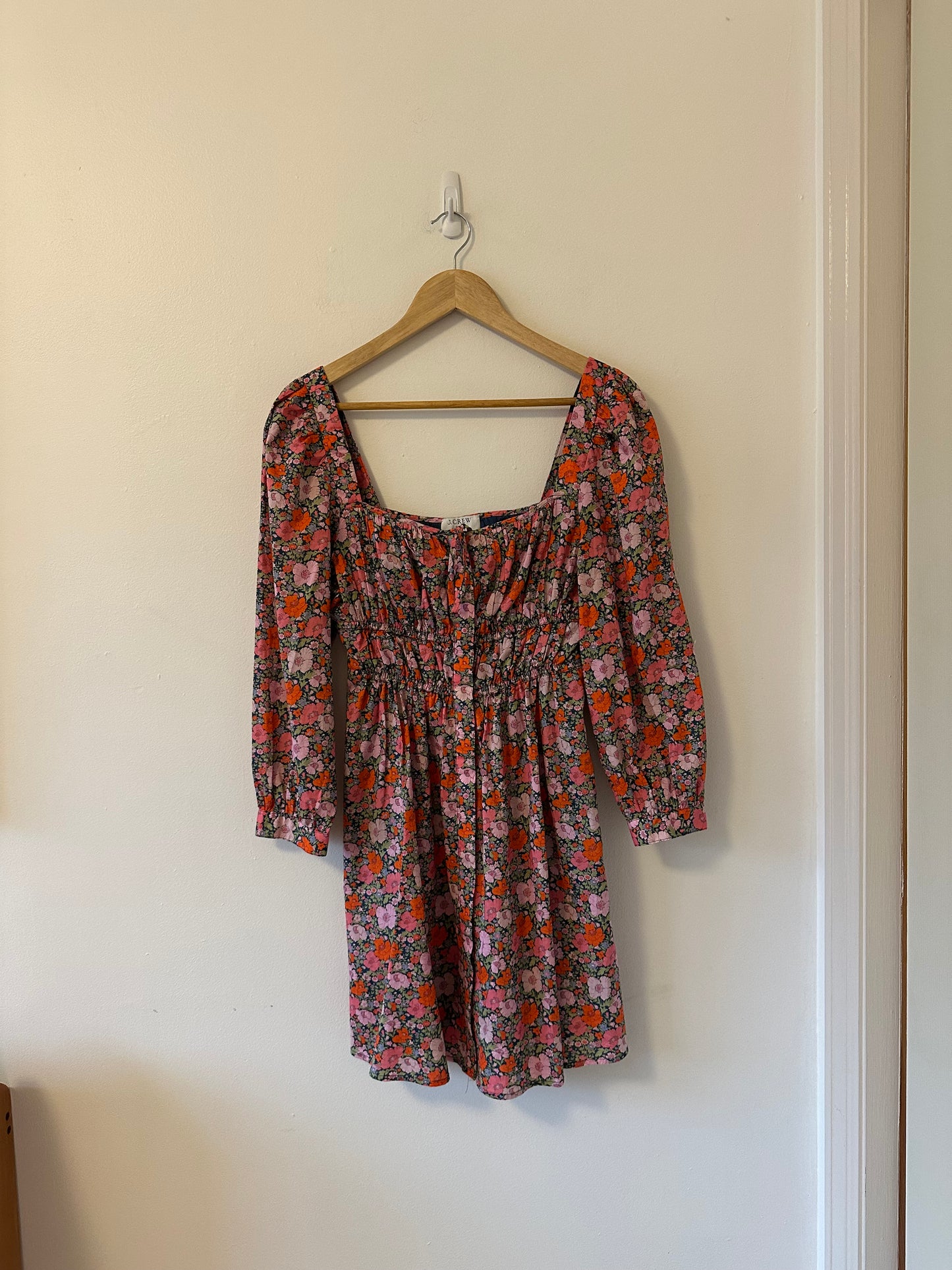 J. Crew Cinched-Waist Organic Cotton Dress - Liberty Meadow Song Fabric | Size 4