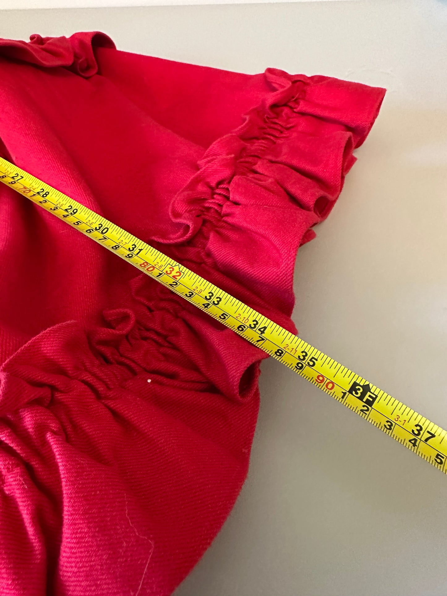 J Brand x Simone Rocha Red Structured Ruffle Tiered Mini Dress | Size Medium
