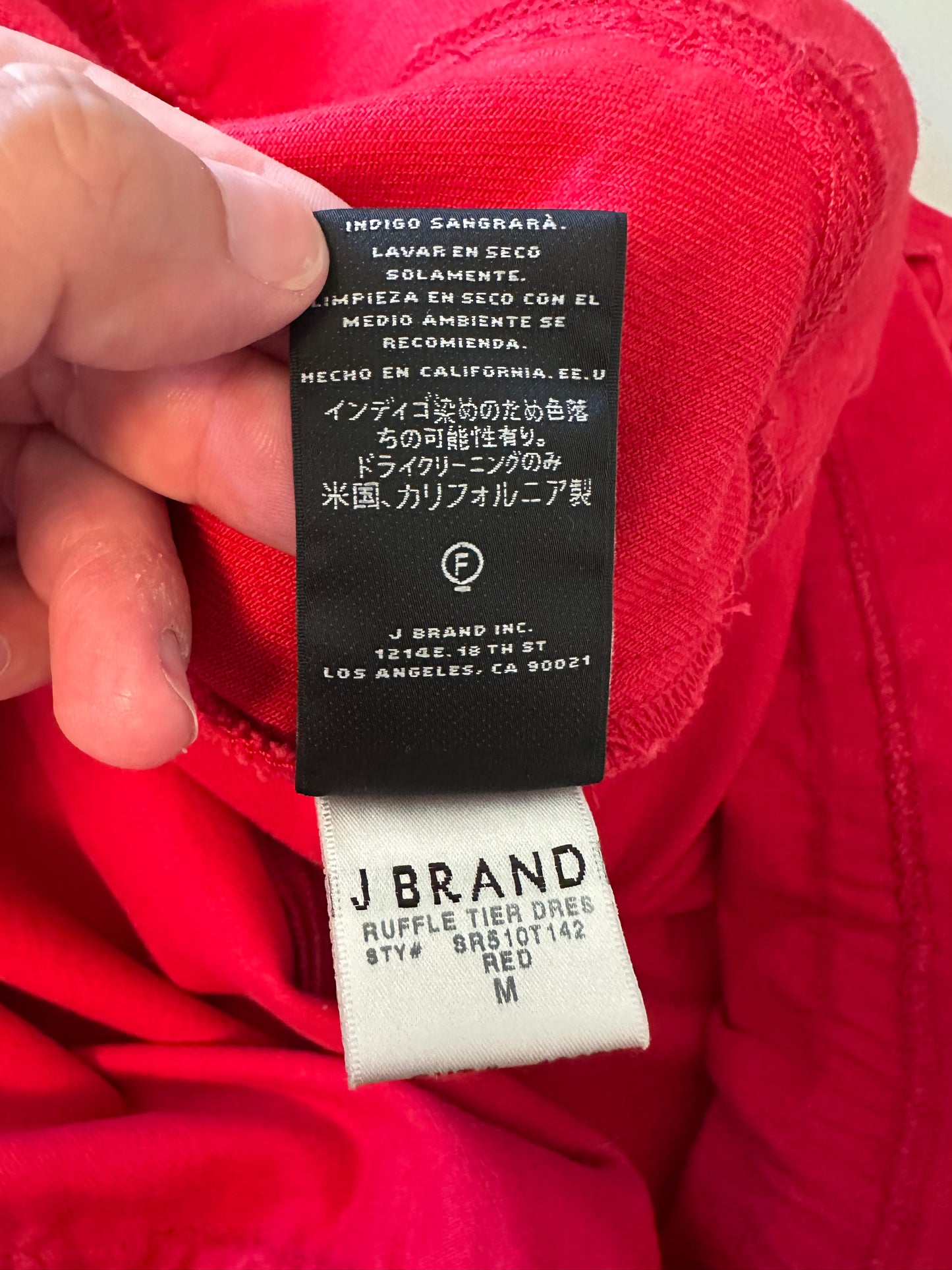 J Brand x Simone Rocha Red Structured Ruffle Tiered Mini Dress | Size Medium