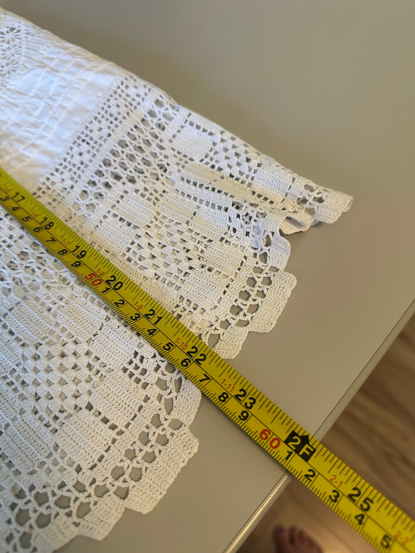 Place Nationale Cotton Crochet Lace Mock Neck Button Back Blouse in White | Size 3 (Medium)