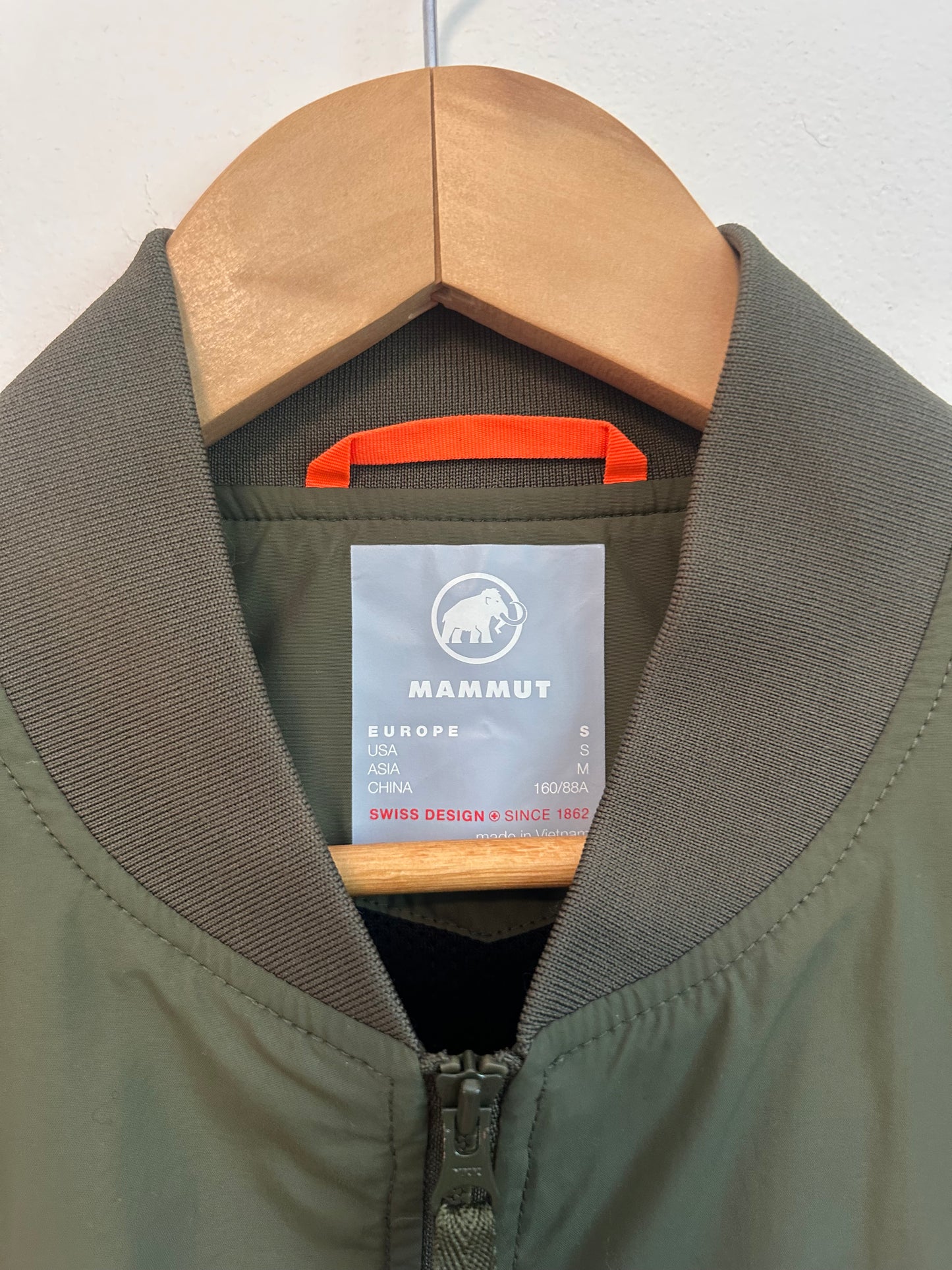 Mammut Full Zip Olive Green Bomber Jacket | Size Small