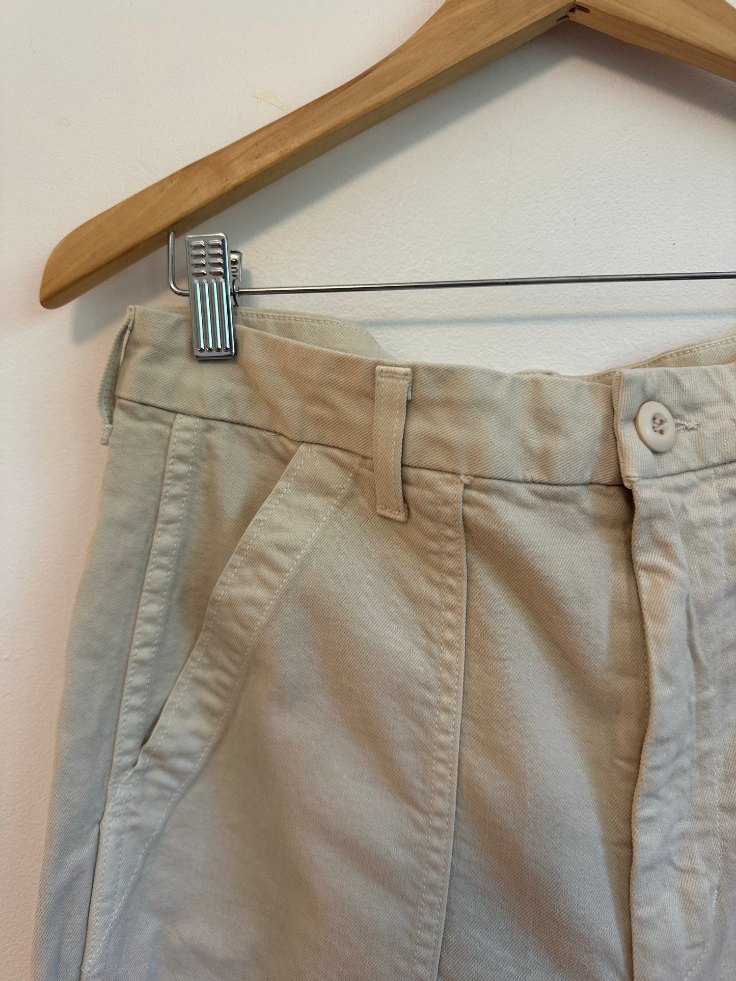 AMO Denim Easy Army Trouser in Dove Off-White Raw Hem Utility Pants | Size 29
