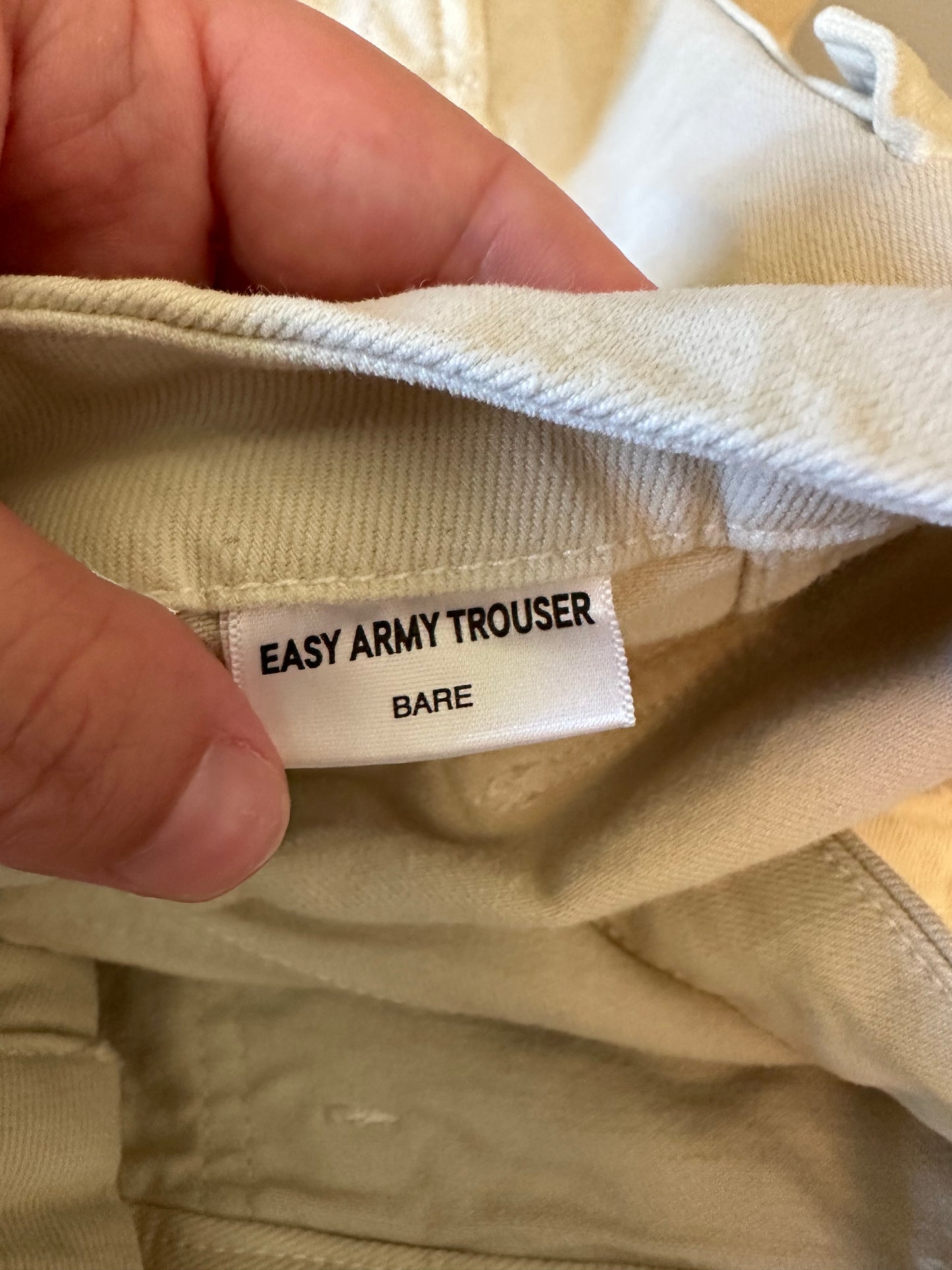 AMO Denim Easy Army Trouser in Dove Off-White Raw Hem Utility Pants | Size 29