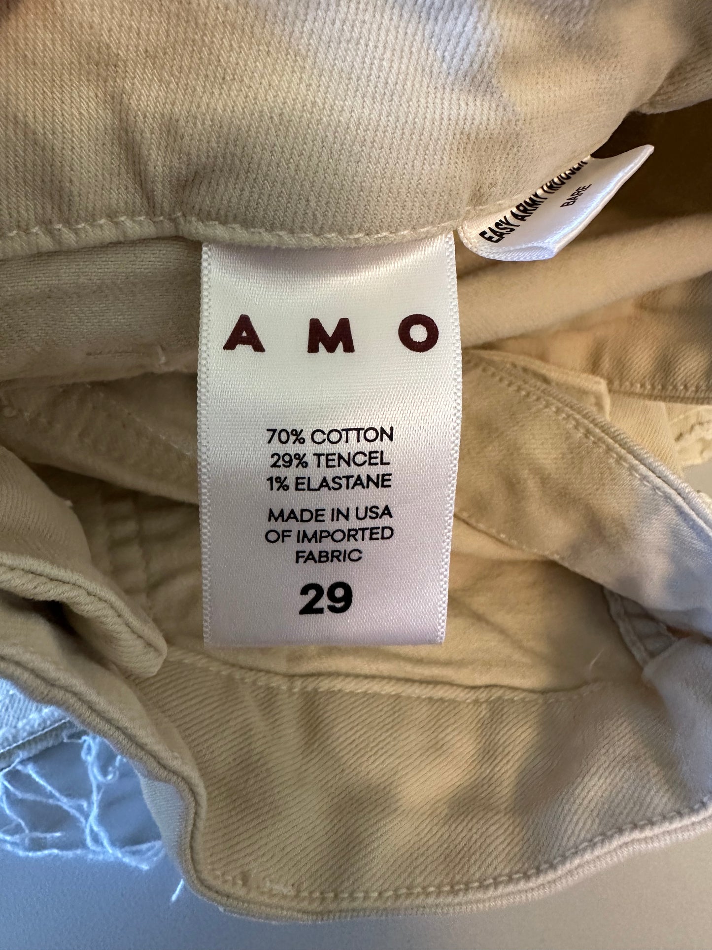 AMO Denim Easy Army Trouser in Dove Off-White Raw Hem Utility Pants | Size 29