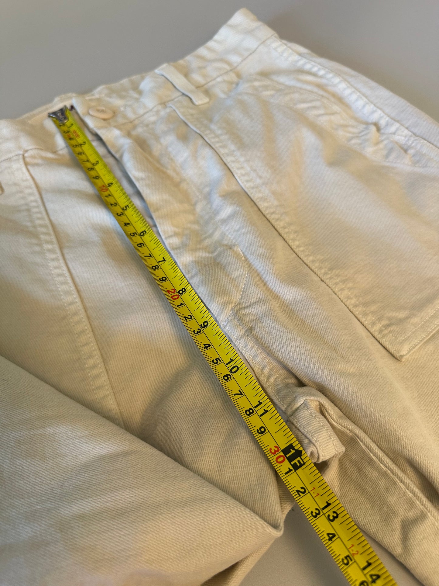 AMO Denim Easy Army Trouser in Dove Off-White Raw Hem Utility Pants | Size 29