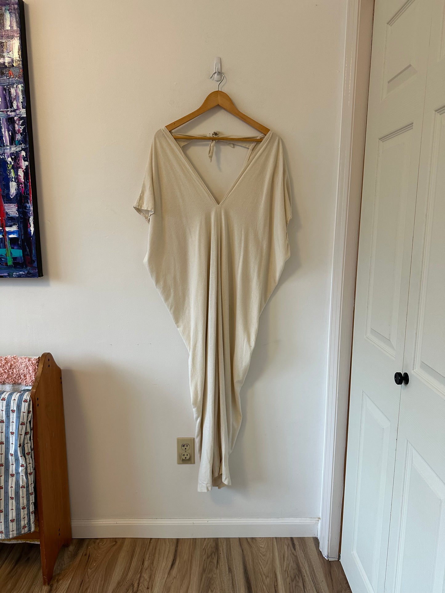 Miranda Bennett Raw Silk Cream Jumpsuit | Size Small