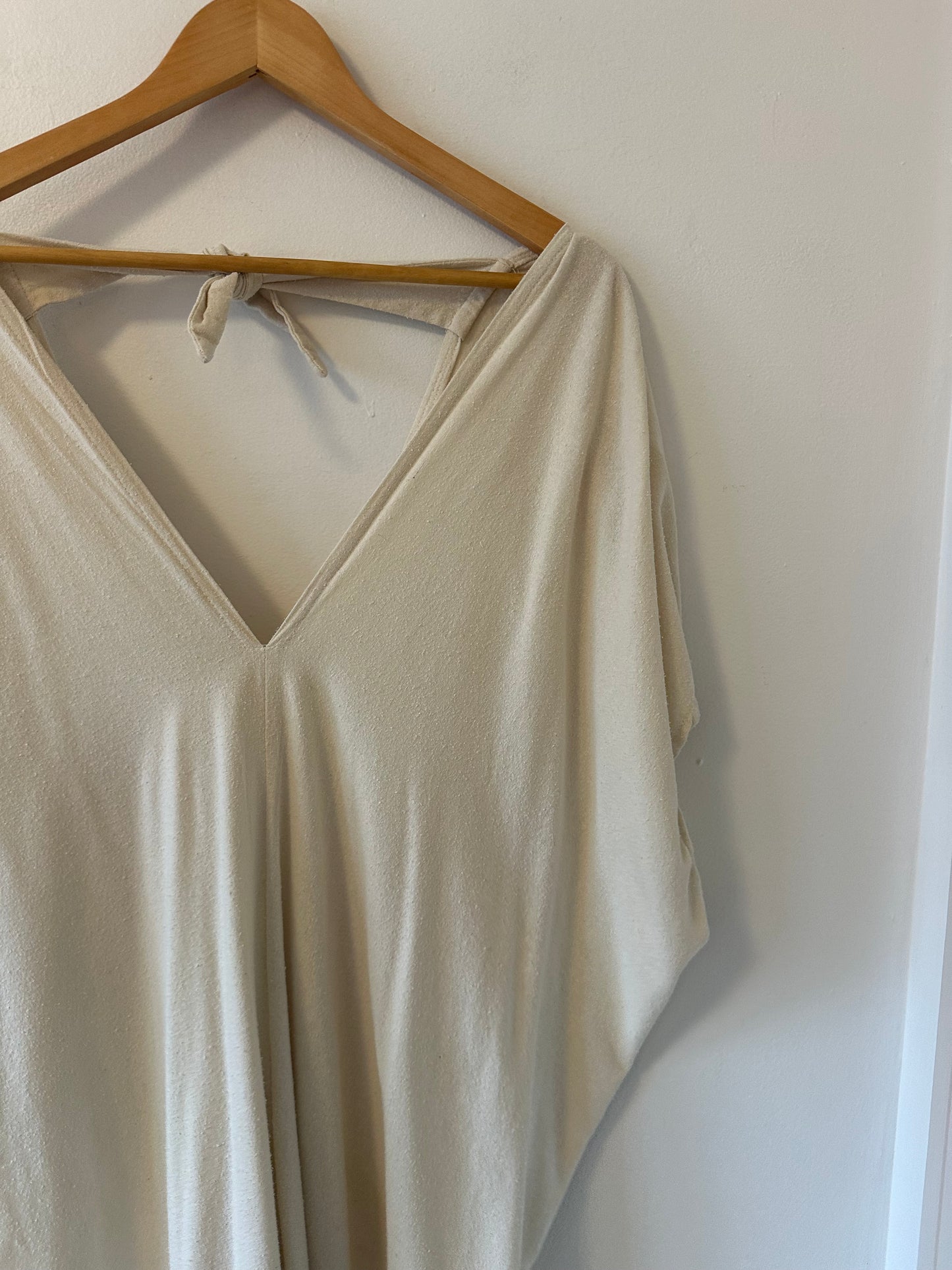 Miranda Bennett Raw Silk Cream Jumpsuit | Size Small