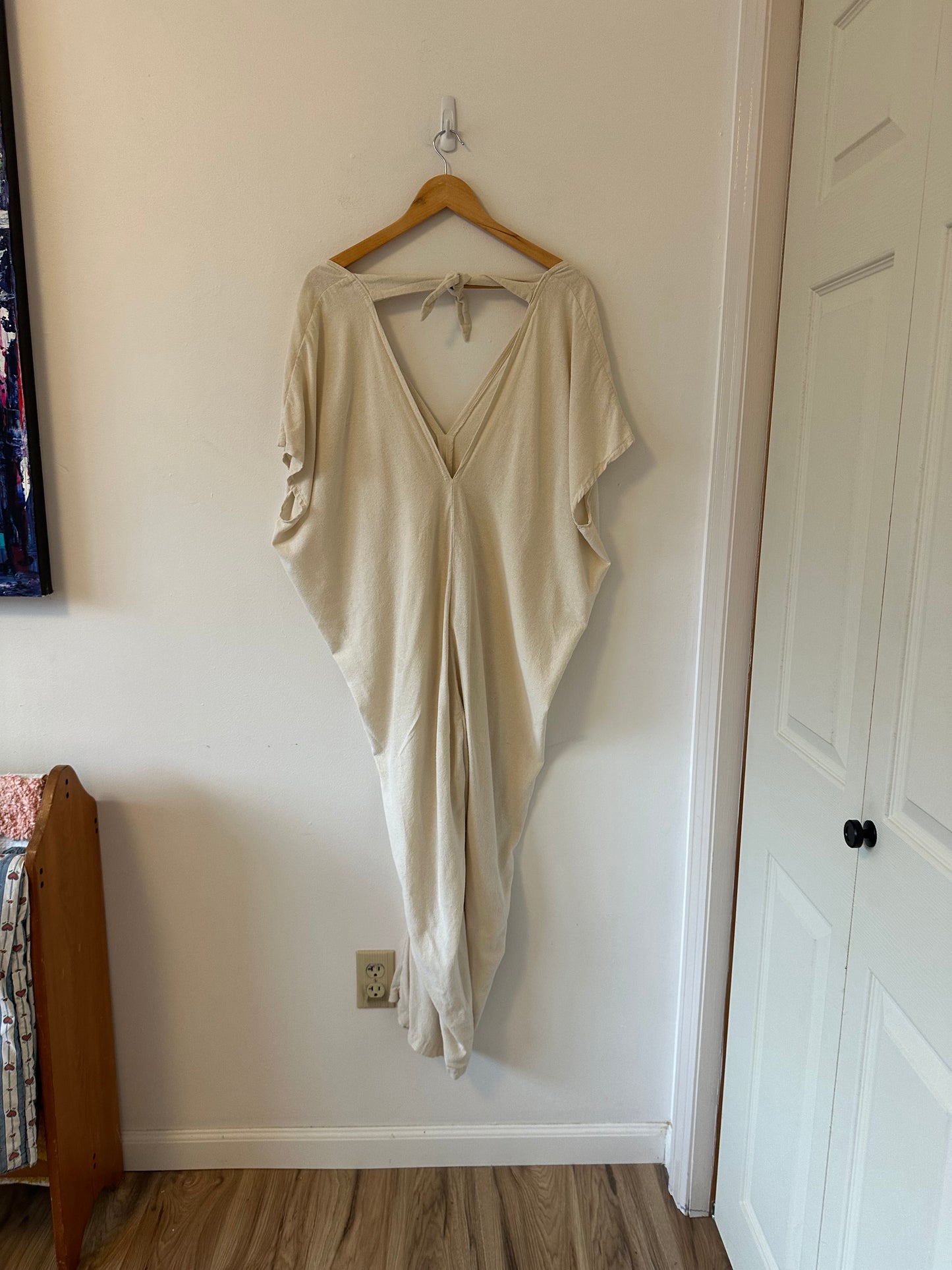 Miranda Bennett Raw Silk Cream Jumpsuit | Size Small