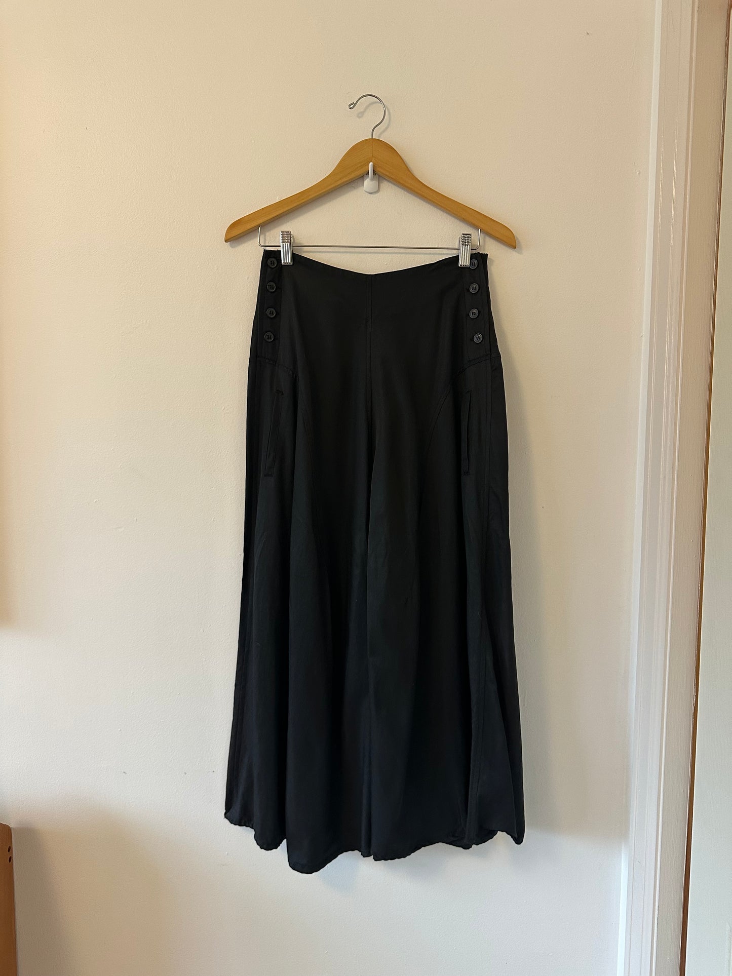 Vintage In-Wear Black Side Button Maxi Skirt | Size 10