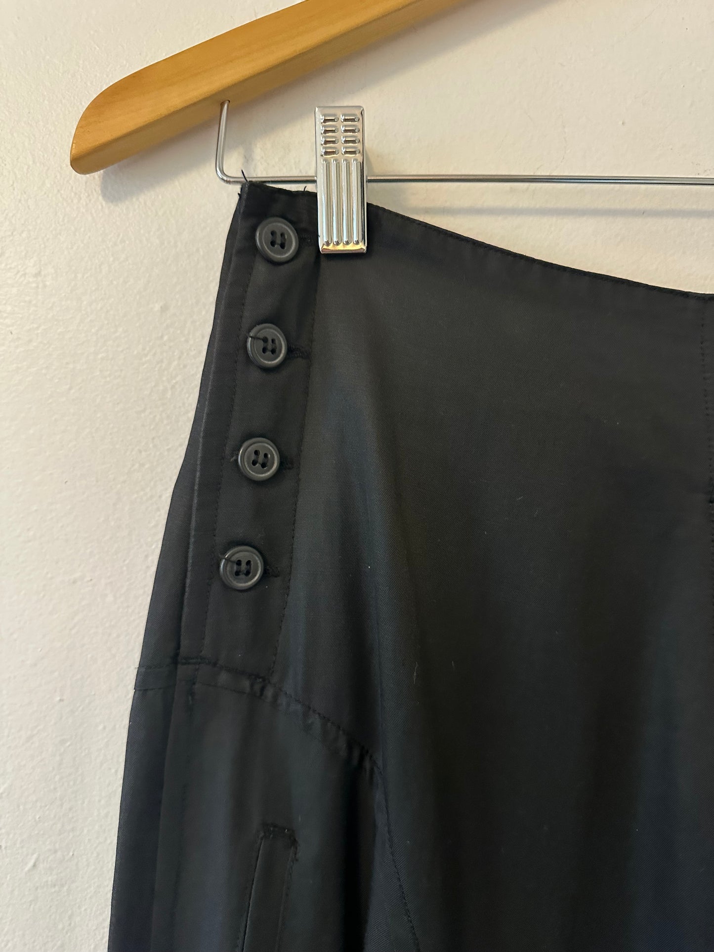 Vintage In-Wear Black Side Button Maxi Skirt | Size 10