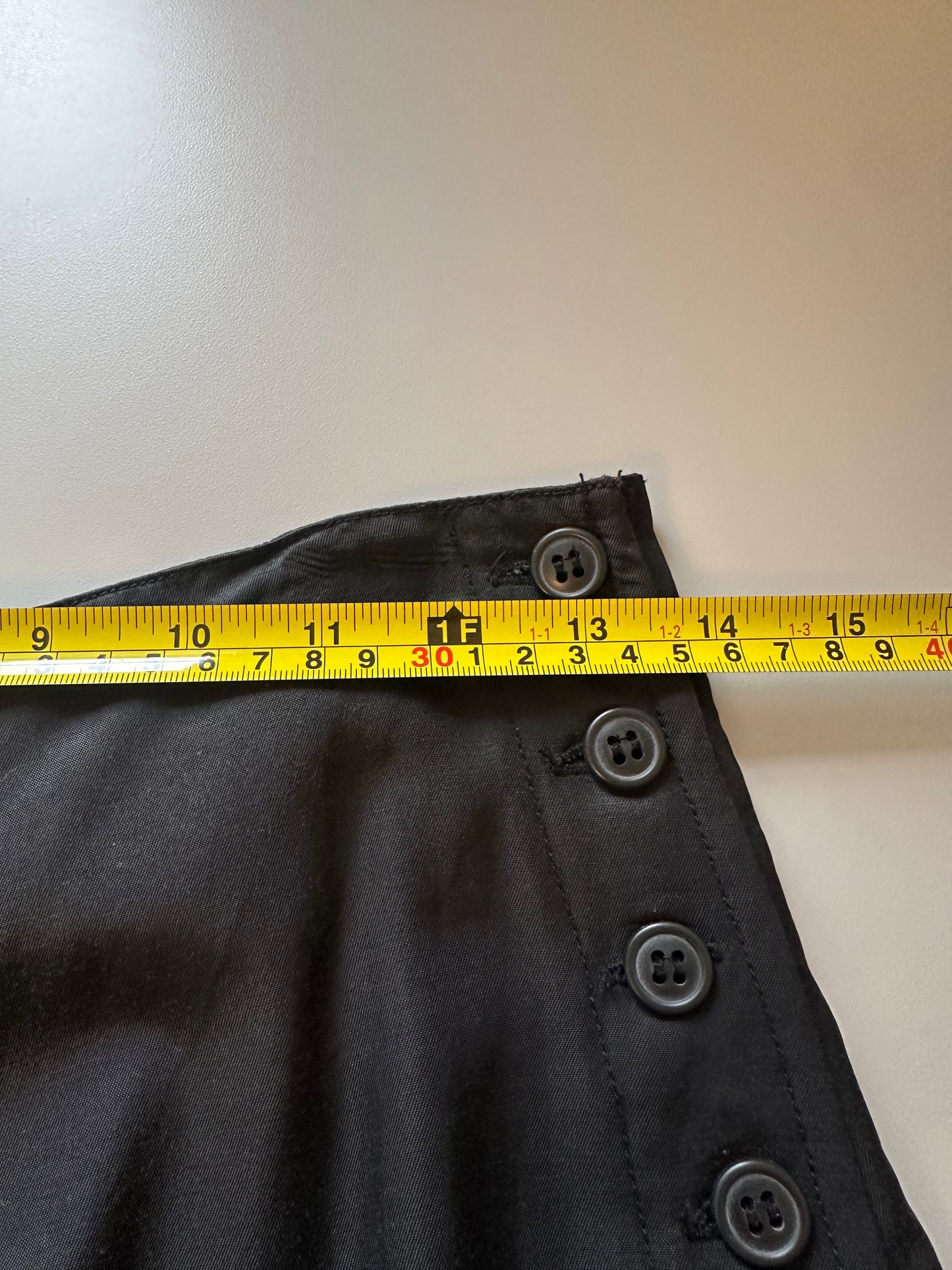 Vintage In-Wear Black Side Button Maxi Skirt | Size 10