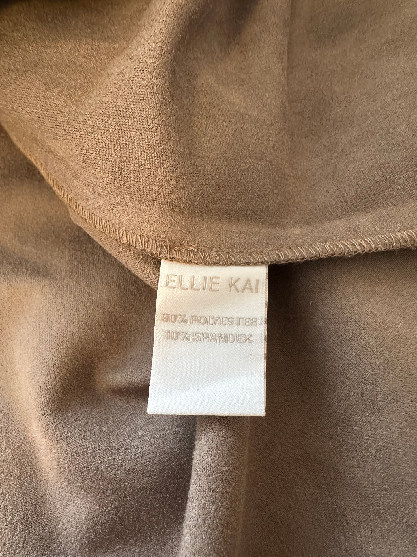 Ellie Kai Unstructured Ultrasuede Draped Open Front Jacket in Brown | Size Small