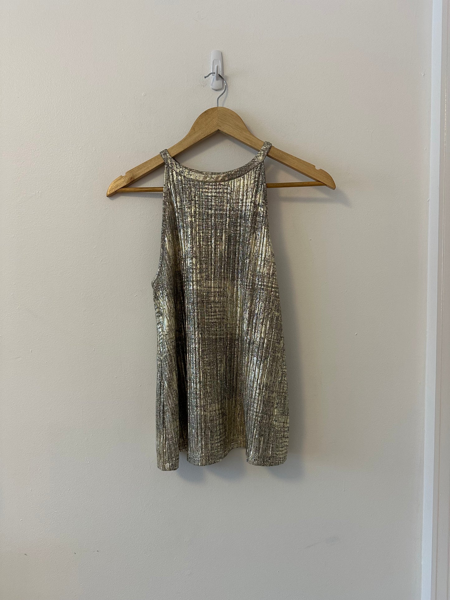Anthropologie Moulinette Soeurs Shine On Metallic Gold High Neck Tank | Size Small