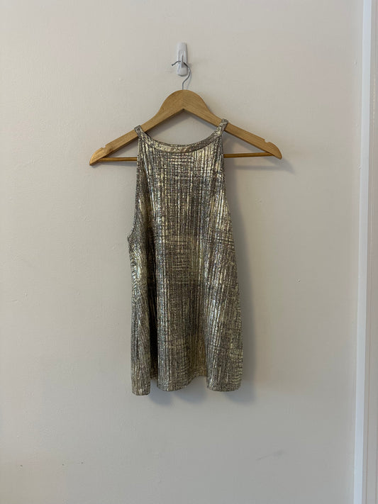 Anthropologie Moulinette Soeurs Shine On Metallic Gold High Neck Tank | Size Small