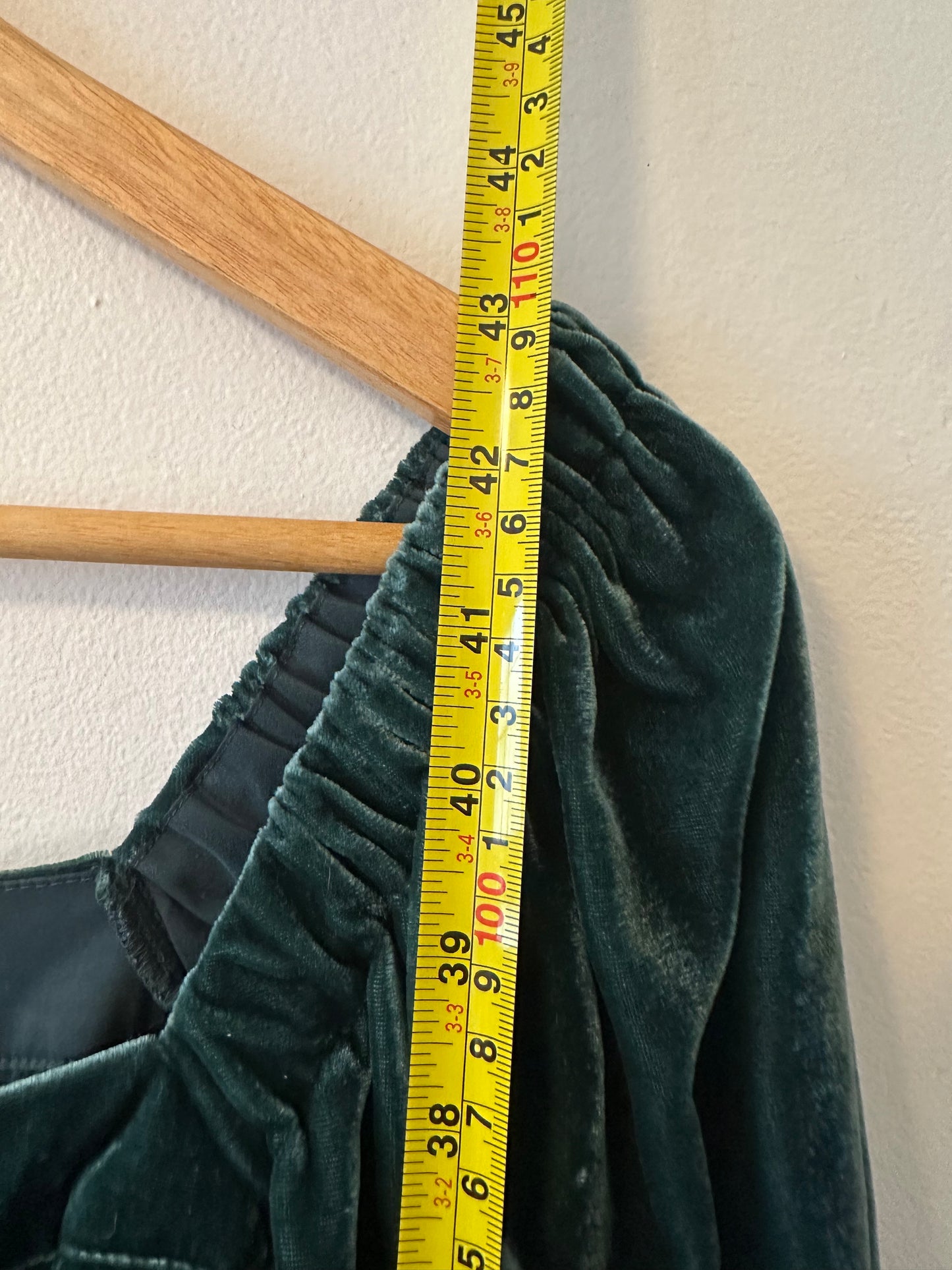 J. Crew Puff Sleeve Button Front Forest Green Velvet Dress | Size 6