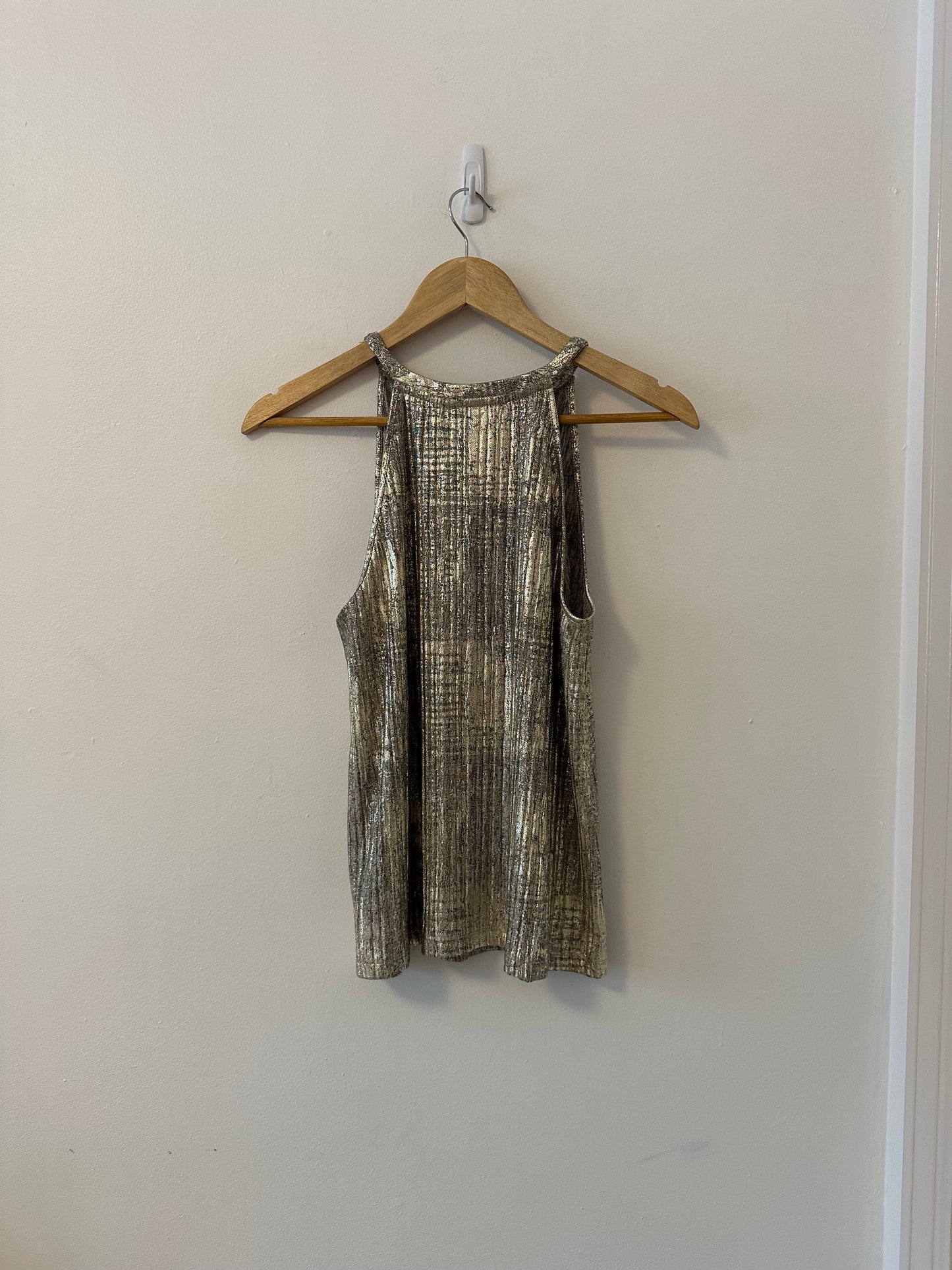 Anthropologie Moulinette Soeurs Shine On Metallic Gold High Neck Tank | Size Small