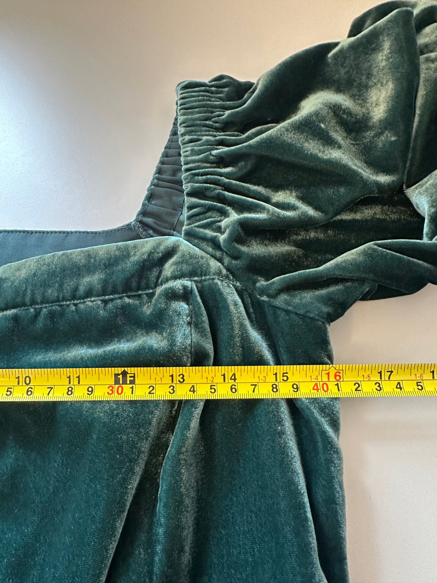 J. Crew Puff Sleeve Button Front Forest Green Velvet Dress | Size 6