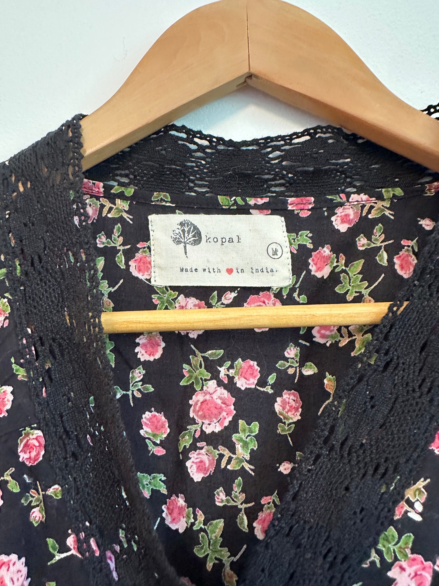 Anthropologie Lavaudie Floral Wrap Top in Black Motif by Kopal | Size Medium