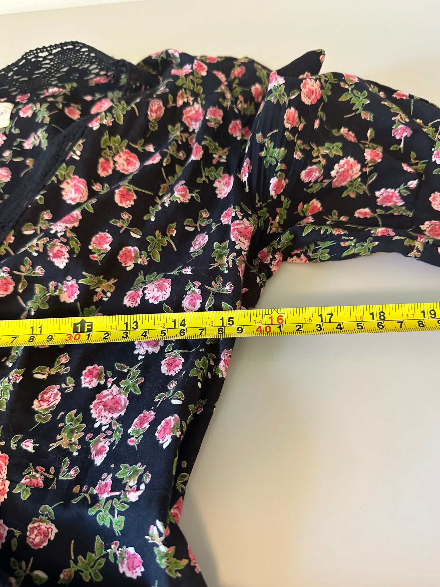 Anthropologie Lavaudie Floral Wrap Top in Black Motif by Kopal | Size Medium