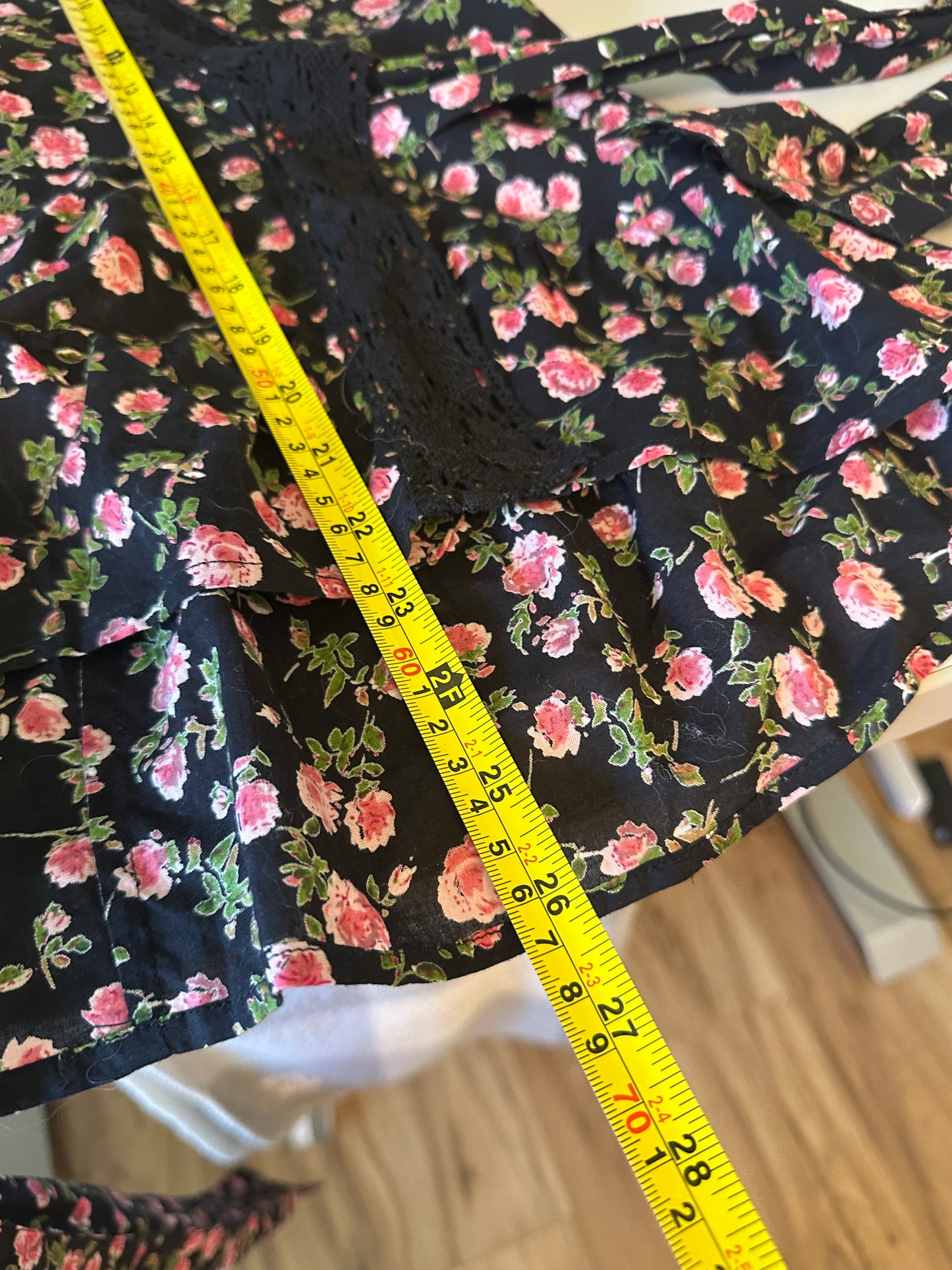 Anthropologie Lavaudie Floral Wrap Top in Black Motif by Kopal | Size Medium