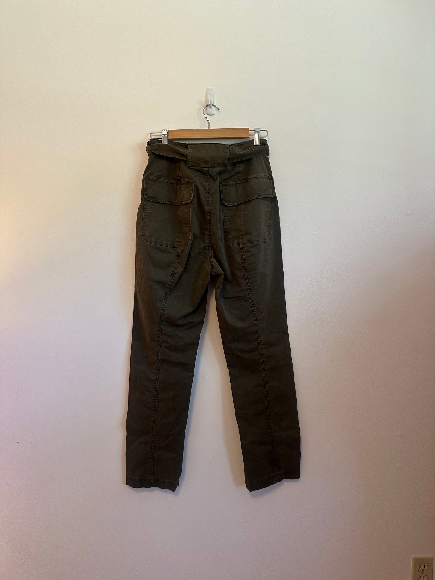 La Vie Rebecca Taylor Patrice Cargo Trousers in Cadet Olive Green | Size 29