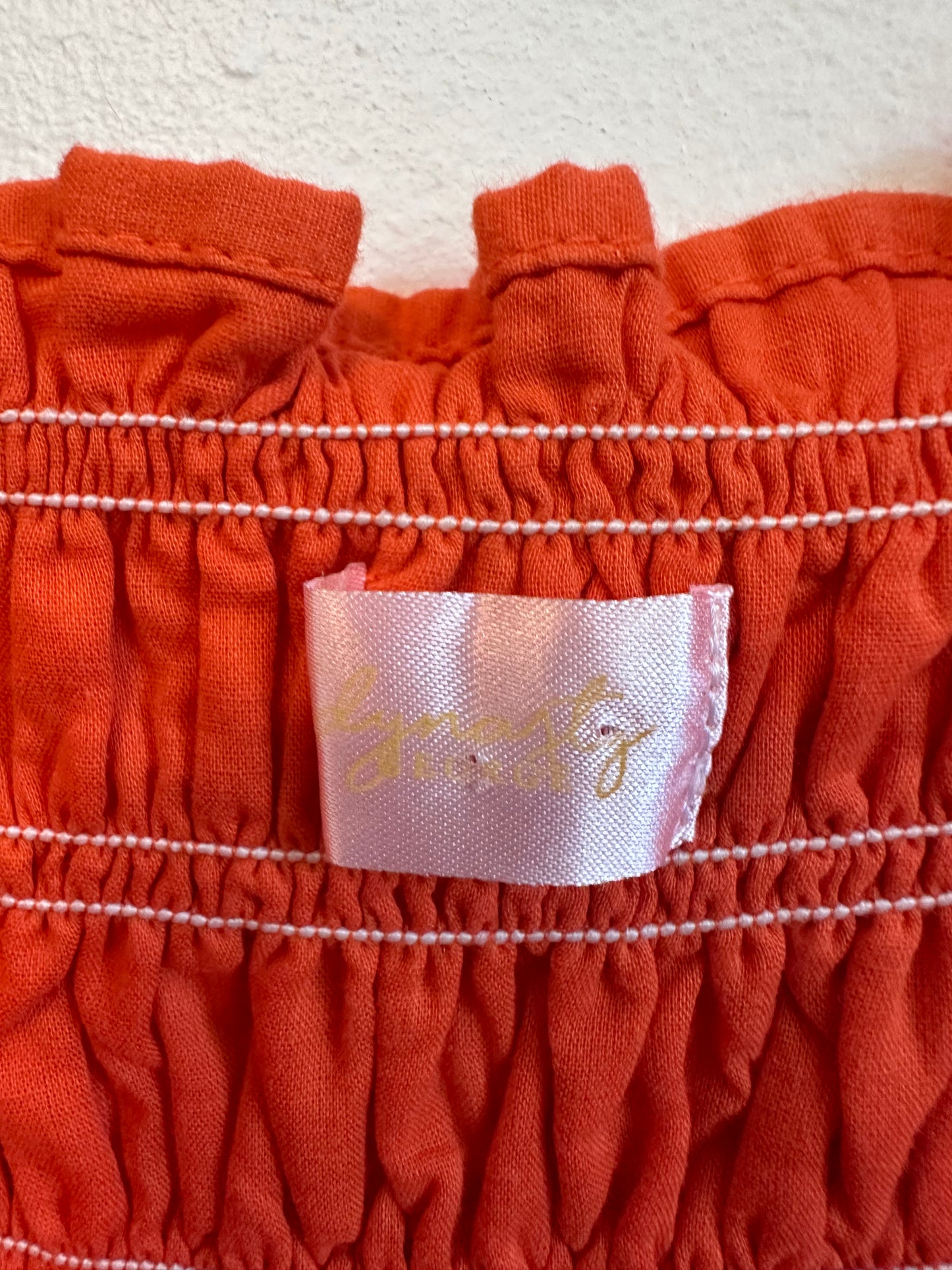 Dynasty George Clementine Maxi Cotton Smocked Dress in Orange | Size XS