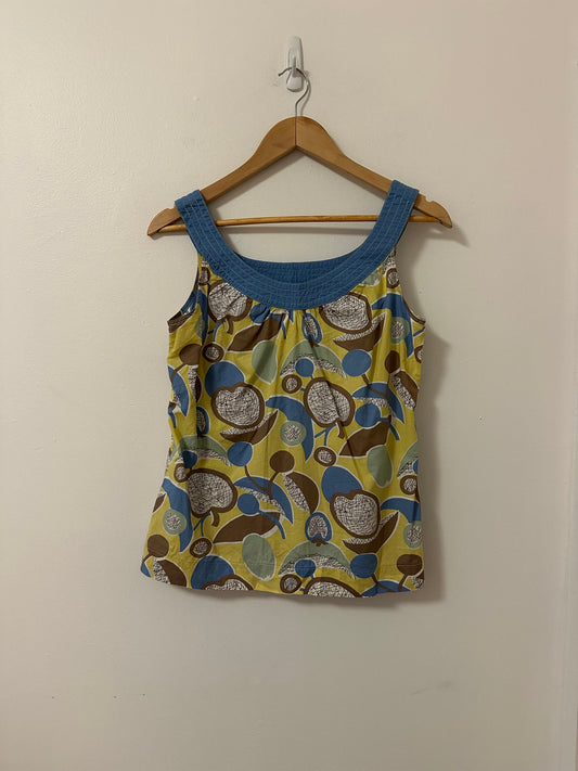 Boden Yellow Printed Flowy Tank Top | Size 12