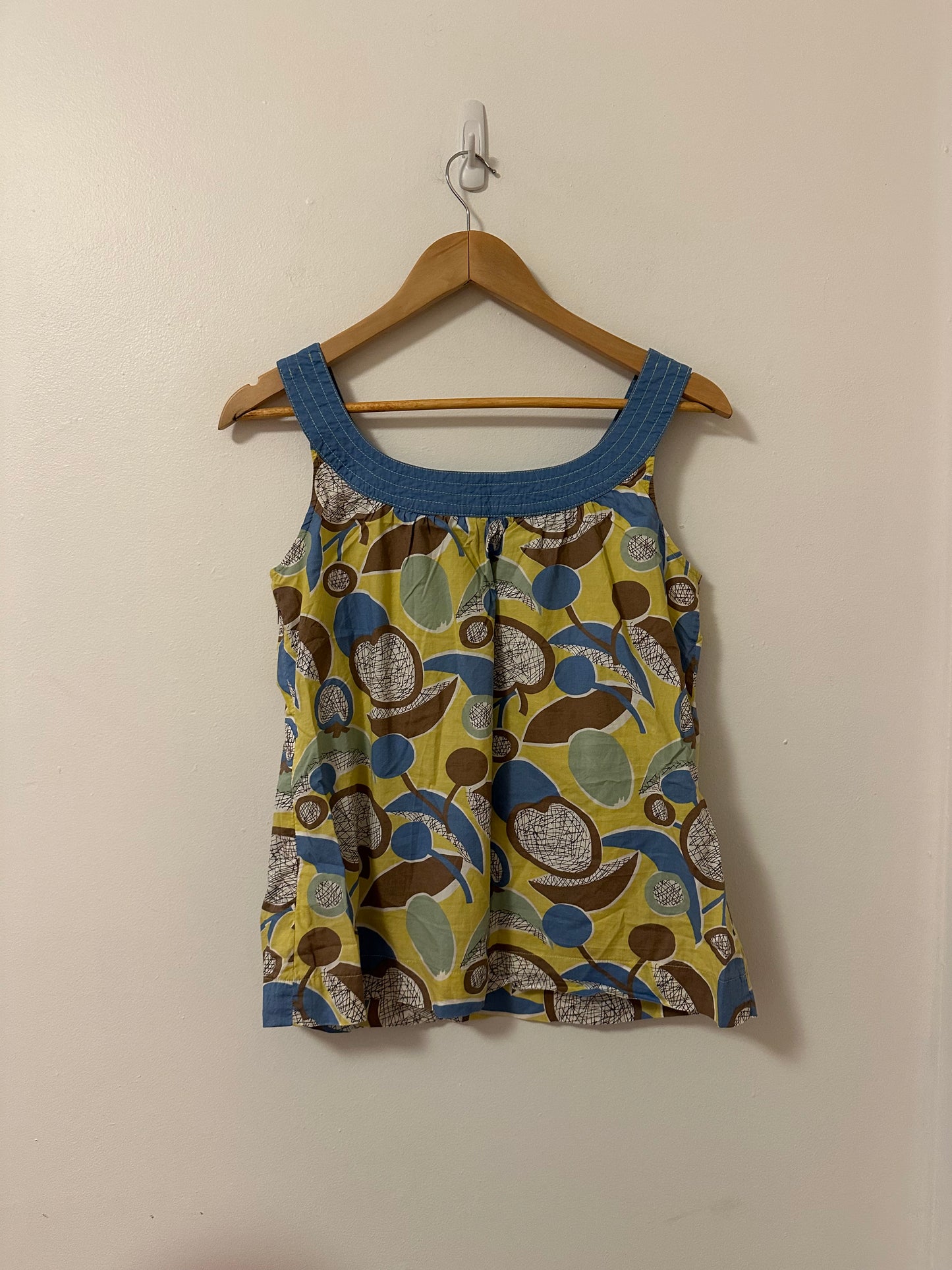 Boden Yellow Printed Flowy Tank Top | Size 12