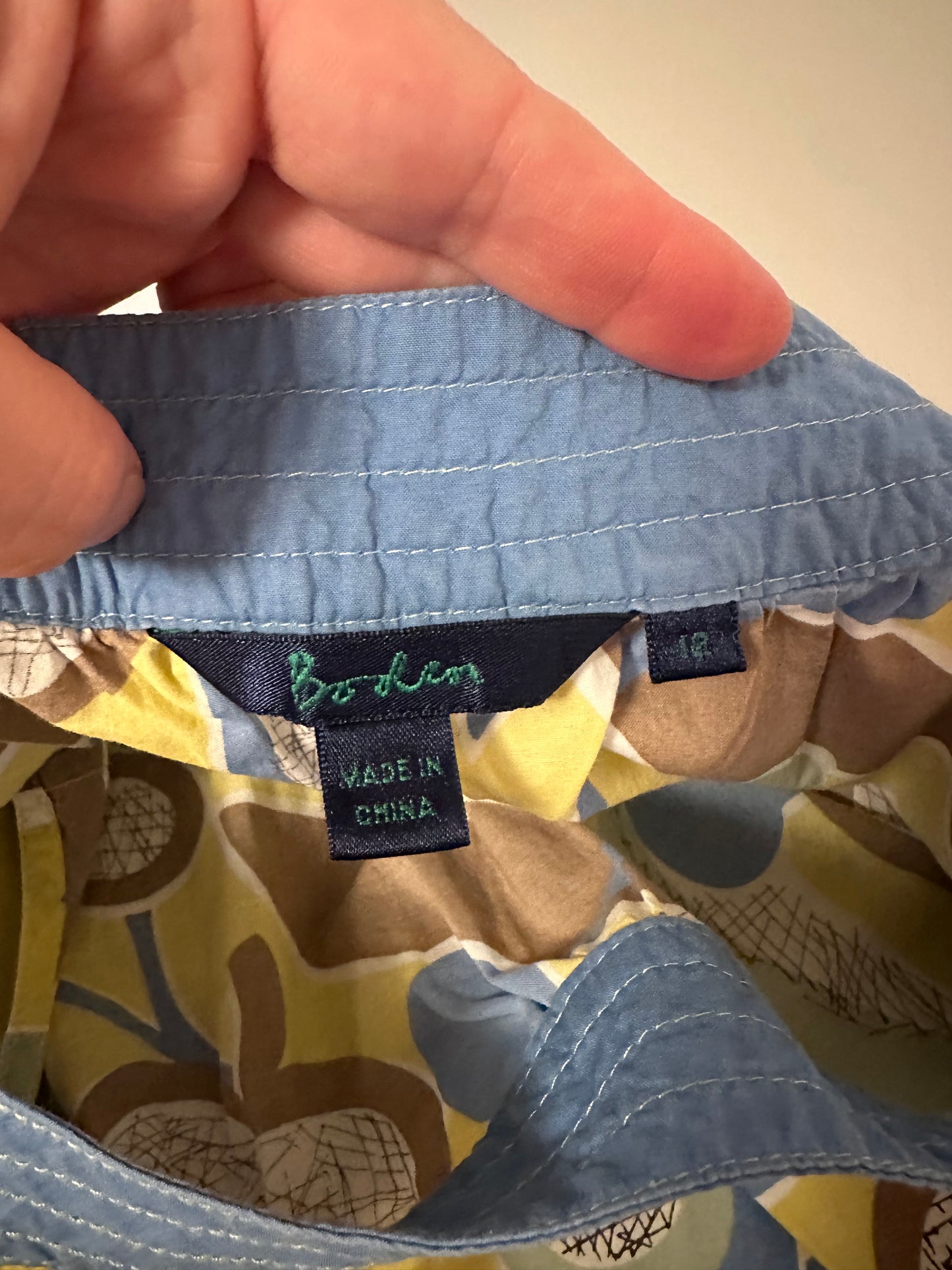 Boden Yellow Printed Flowy Tank Top | Size 12