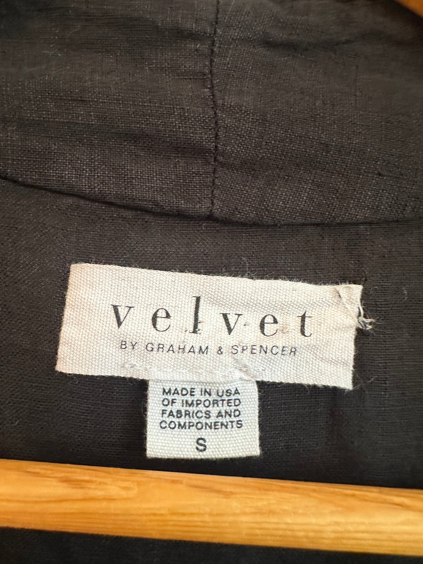 Velvet by Graham & Spencer Black Linen Button Front Wide Leg Jumpsuit | Size Small