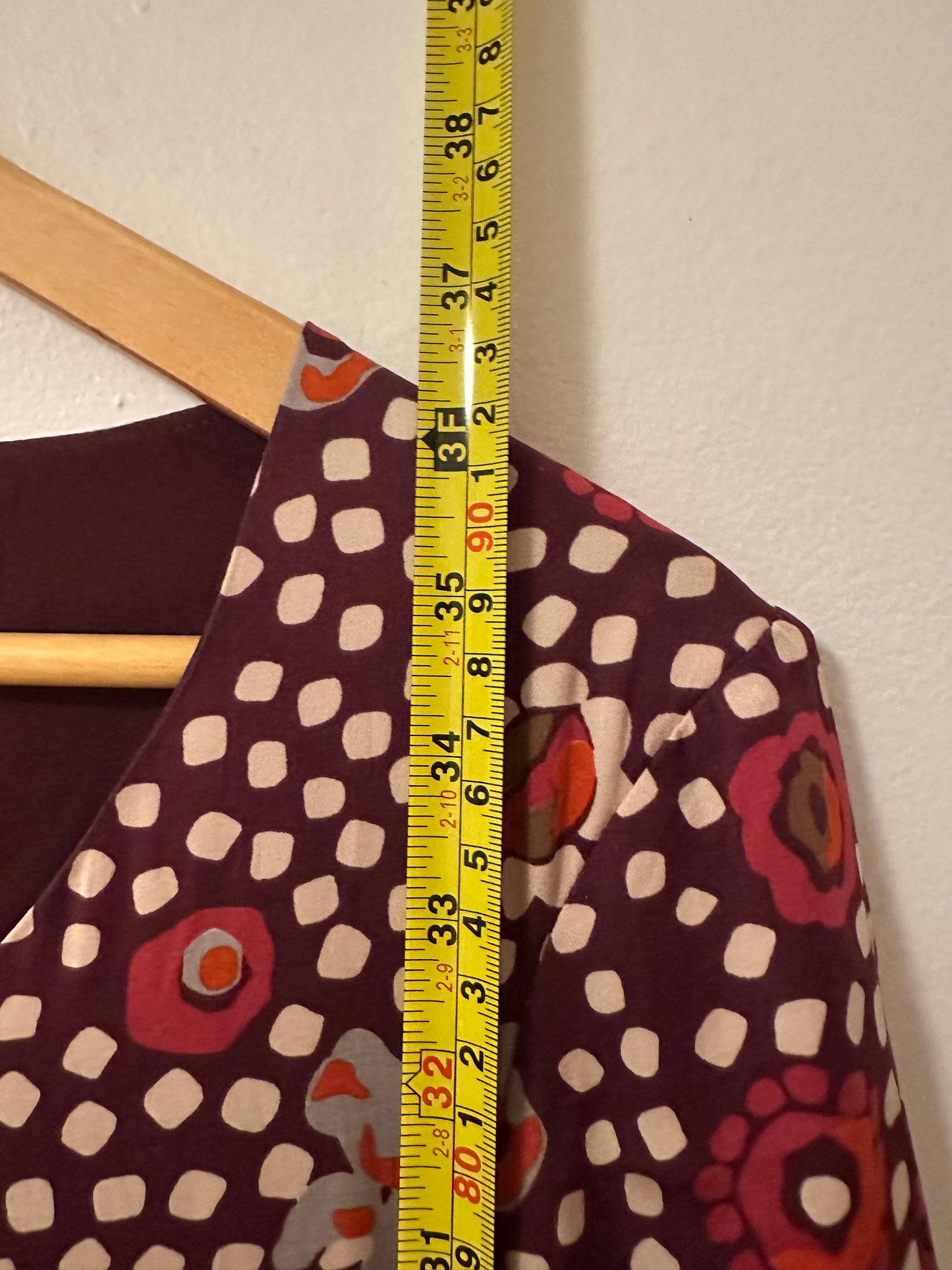 Boden Silk Long Sleeve Dress in Burgundy Polka Dot | Size 8