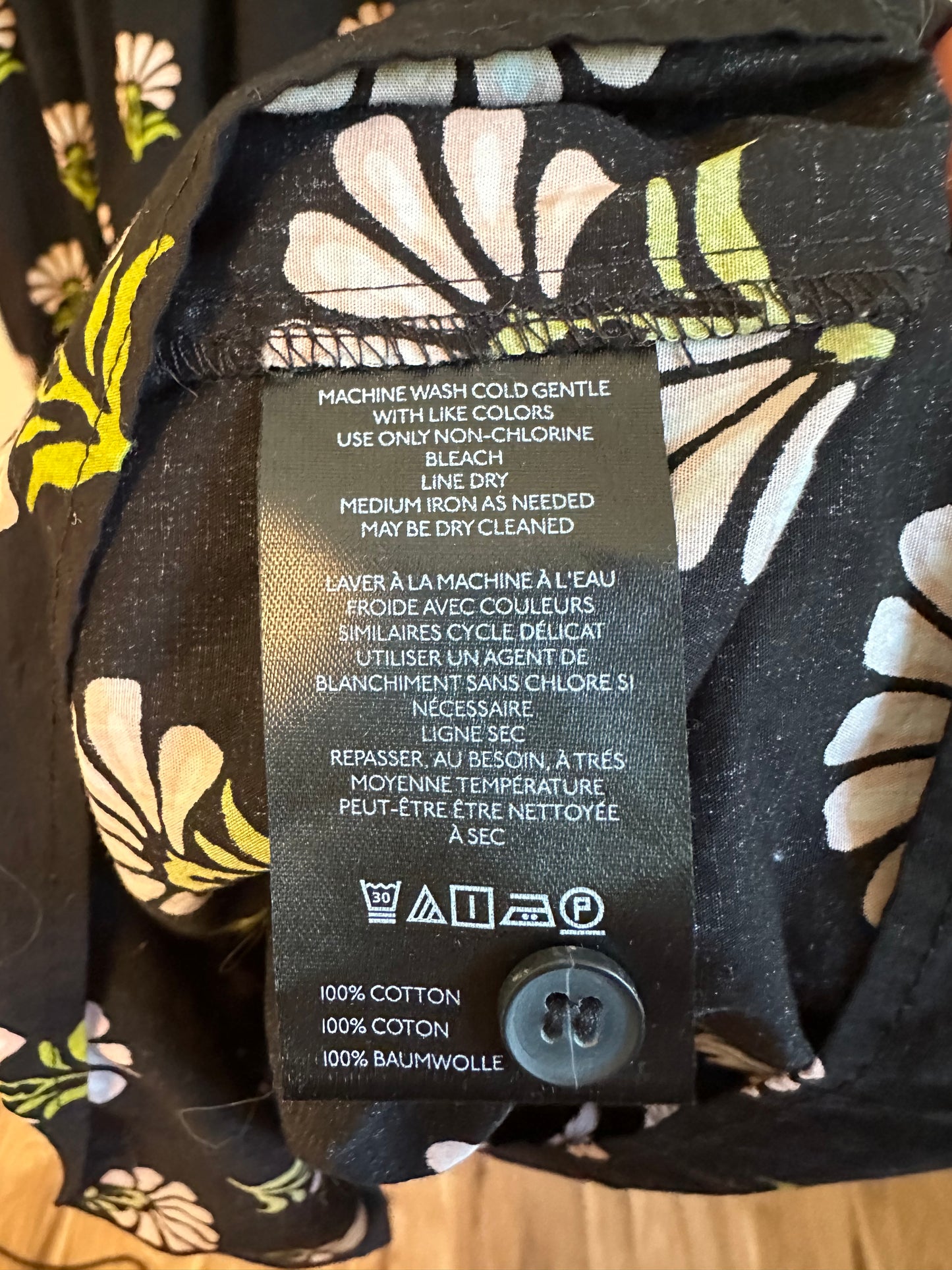 Maeve The Bettina Black Floral Tiered Cotton Shirt Dress | Size Small