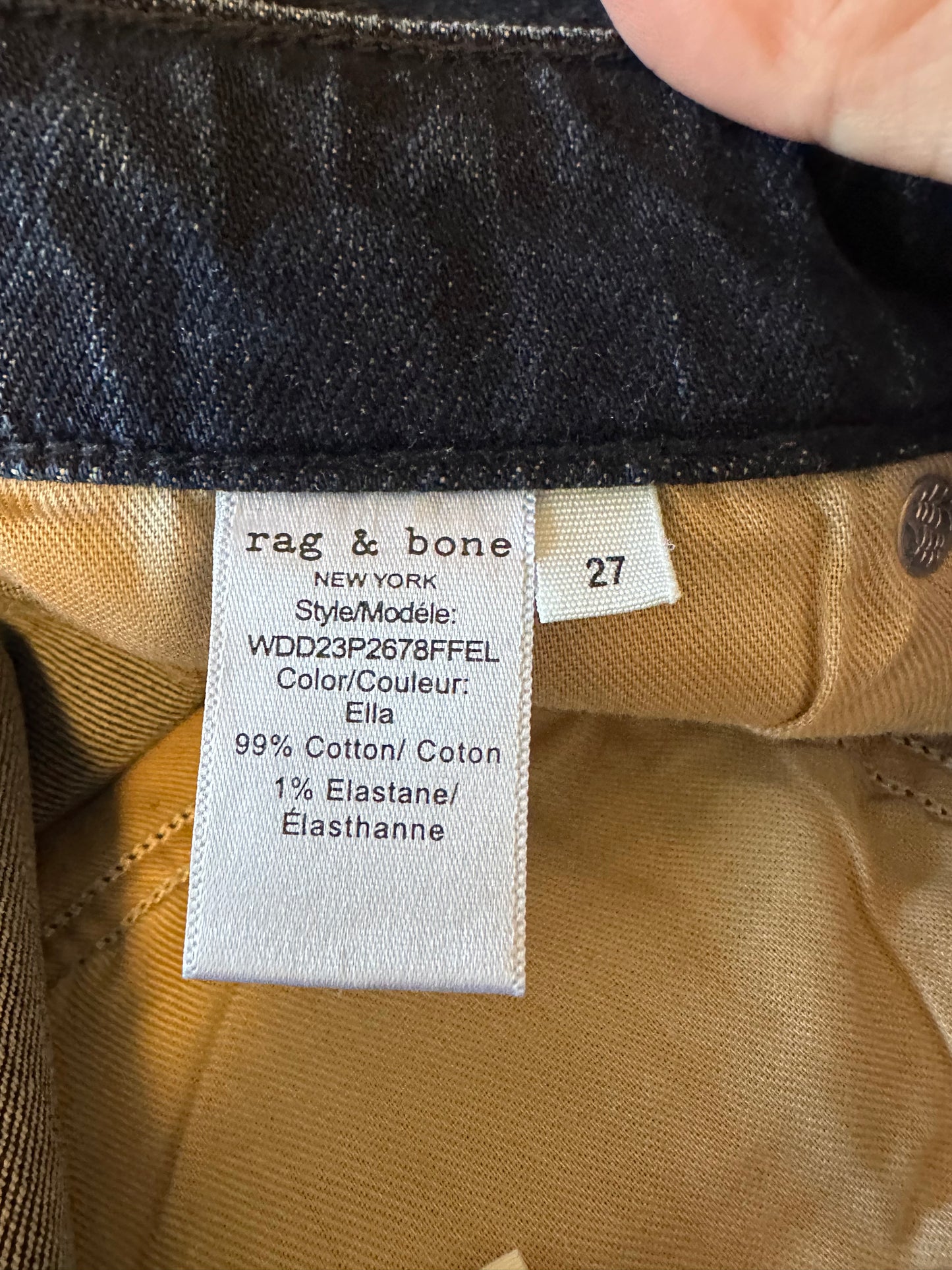 NWT Rag & Bone Dre Boyfriend Low Rise Slim Ella Dark Wash Raw Hem Jeans | Size 27