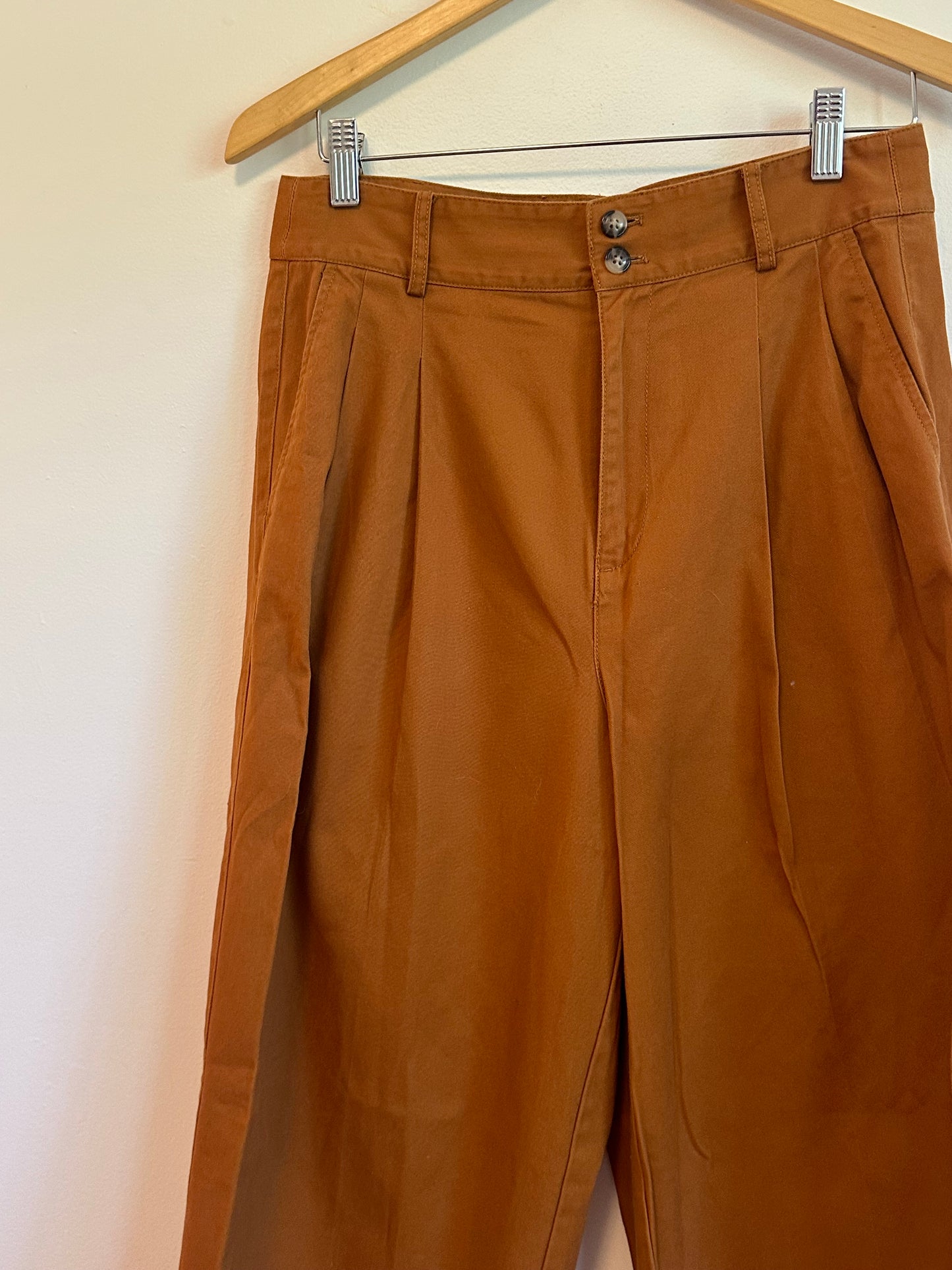 Madewell Pleated Wide Leg Brown High Rise Cropped Pants | Size 6