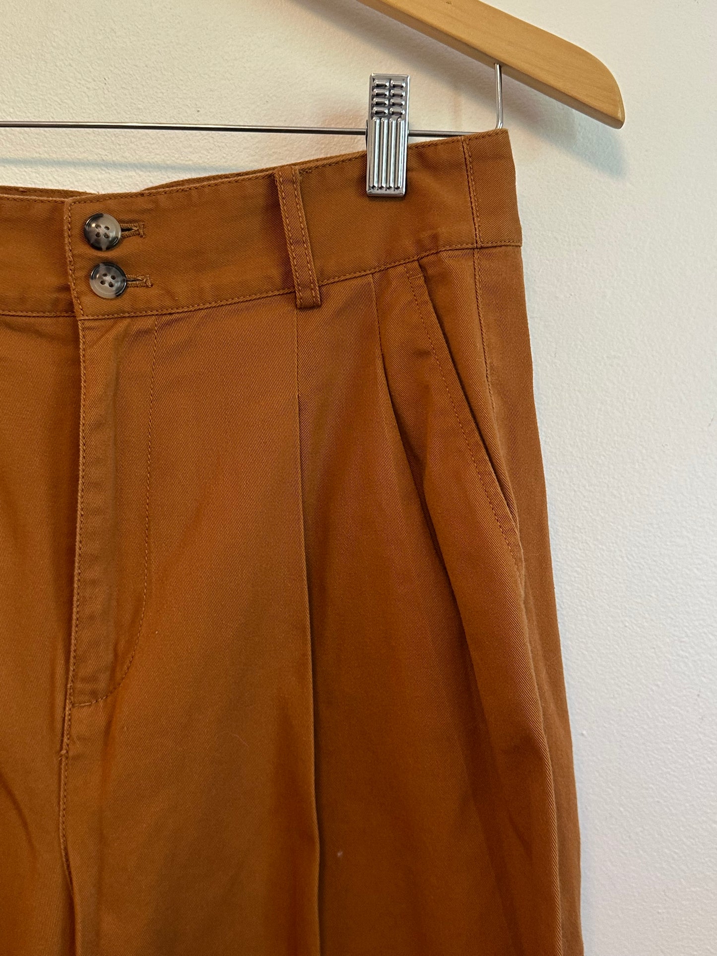Madewell Pleated Wide Leg Brown High Rise Cropped Pants | Size 6