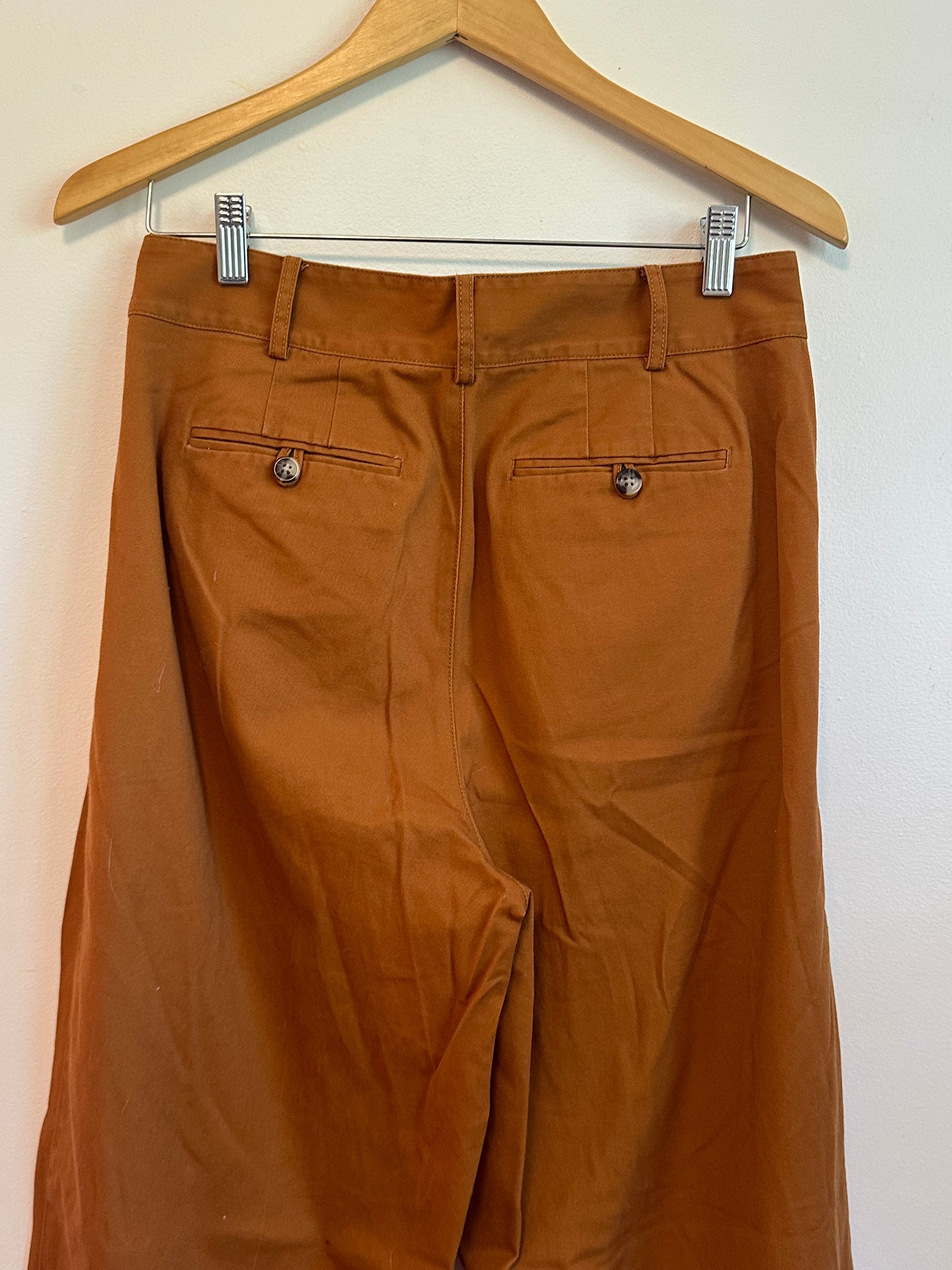 Madewell Pleated Wide Leg Brown High Rise Cropped Pants | Size 6