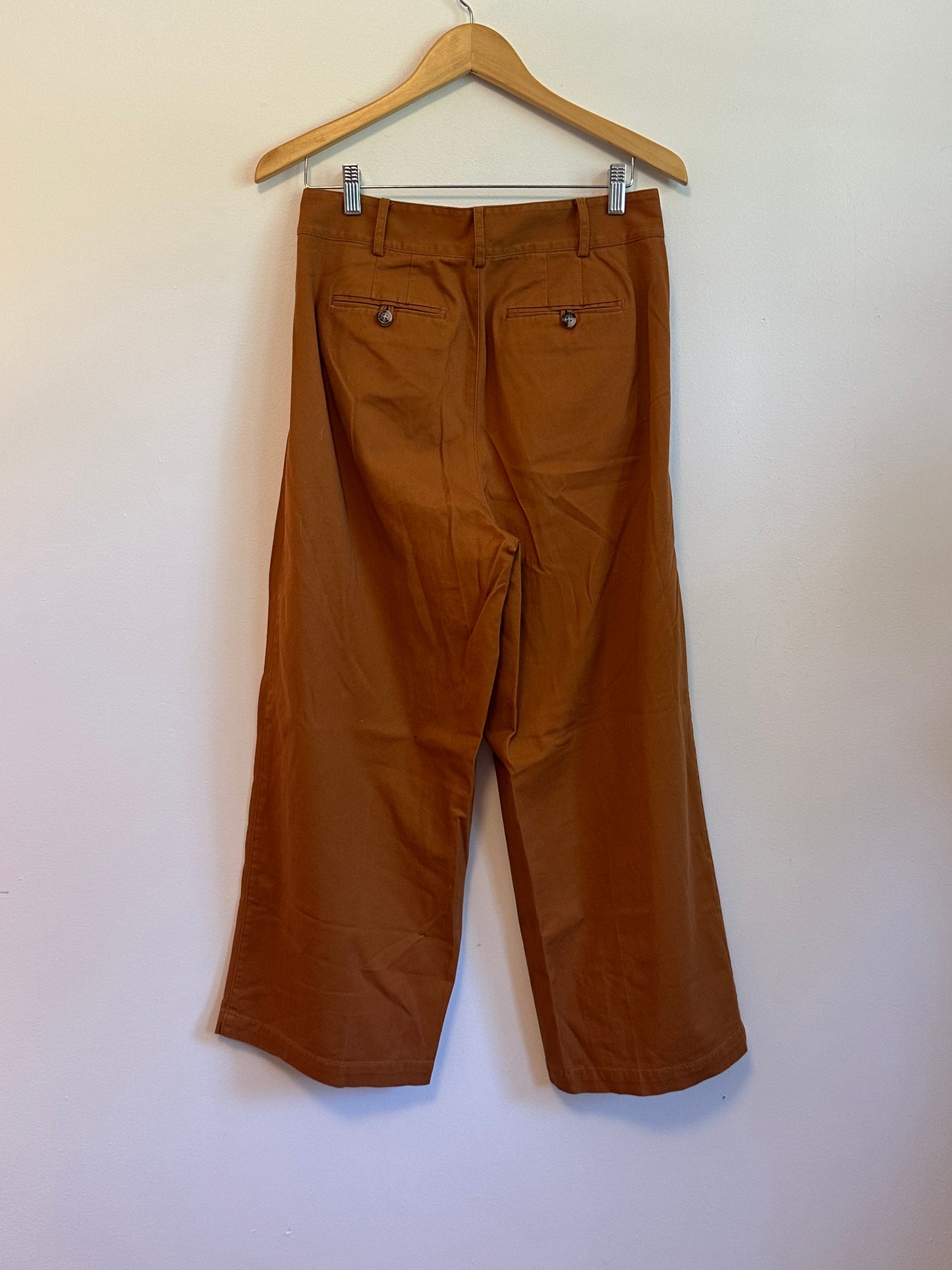Madewell Pleated Wide Leg Brown High Rise Cropped Pants | Size 6