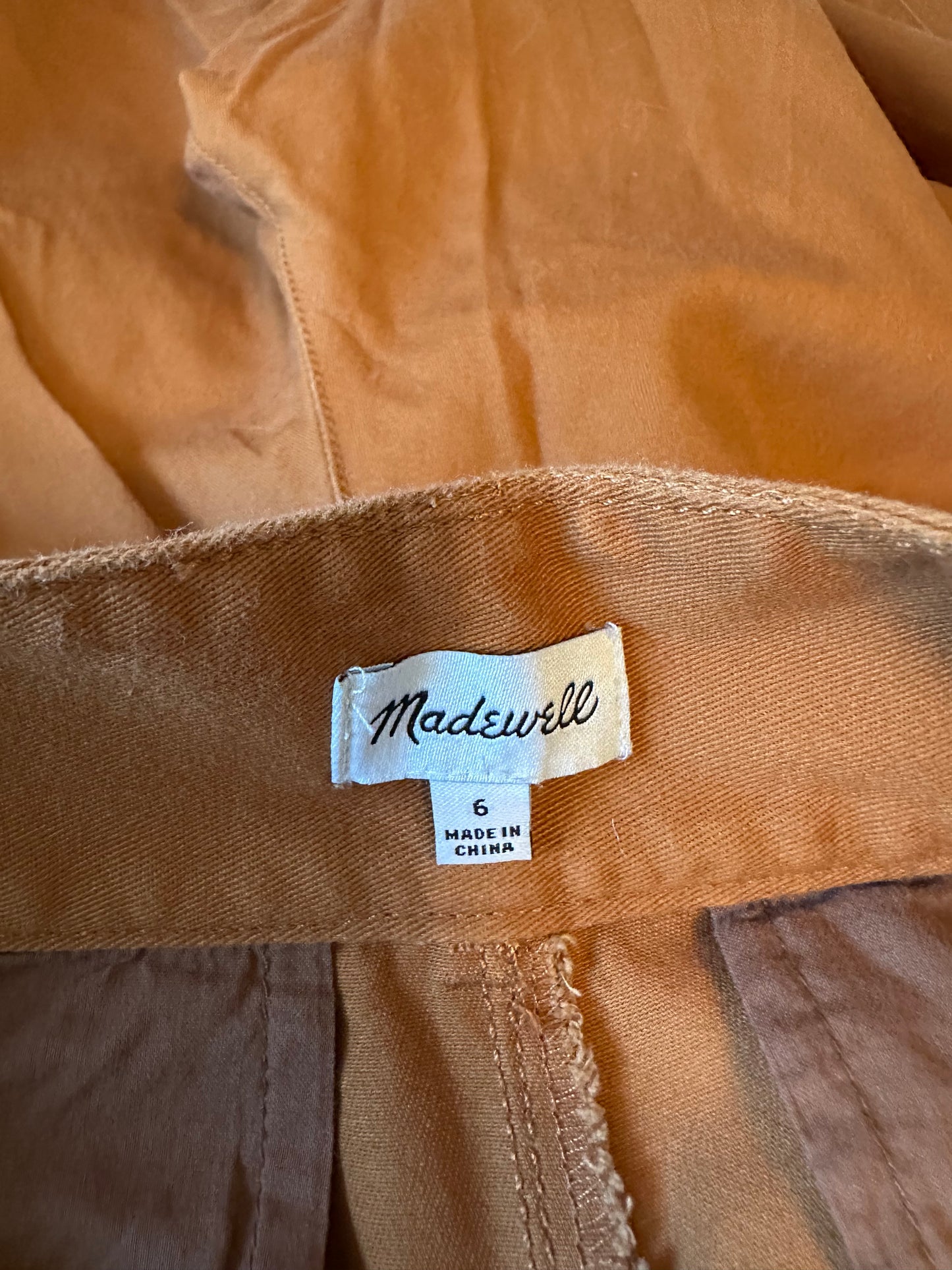Madewell Pleated Wide Leg Brown High Rise Cropped Pants | Size 6