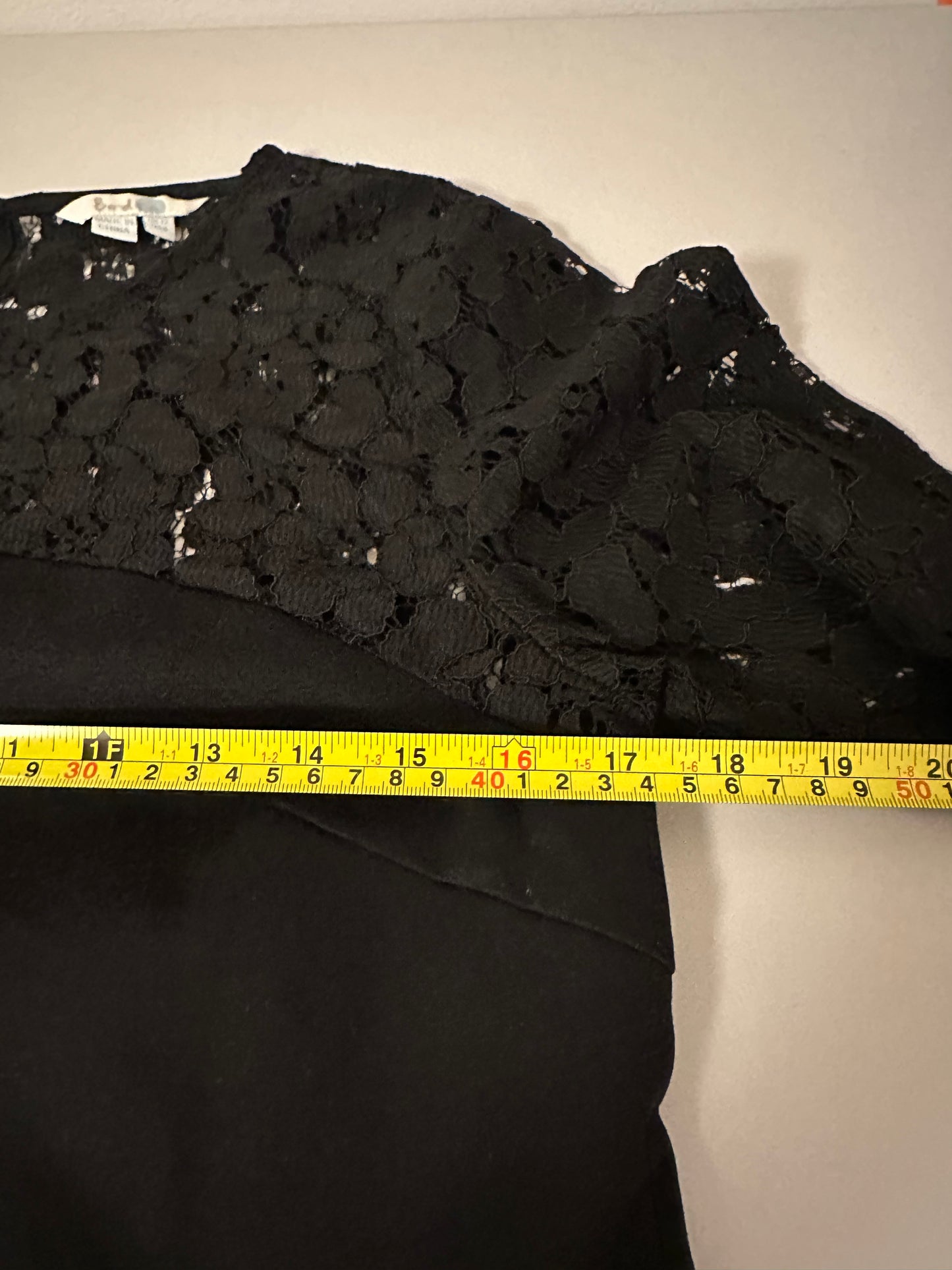 Boden Lace Detail Long Sleeve Black Top | Size 8