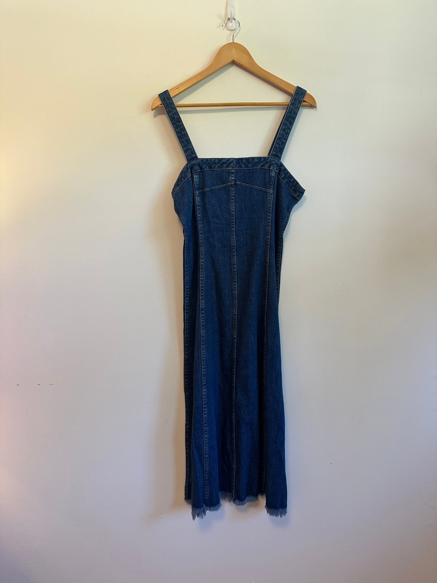 Madewell Raw Hem Denim Midi Seamed Dress | Size 6